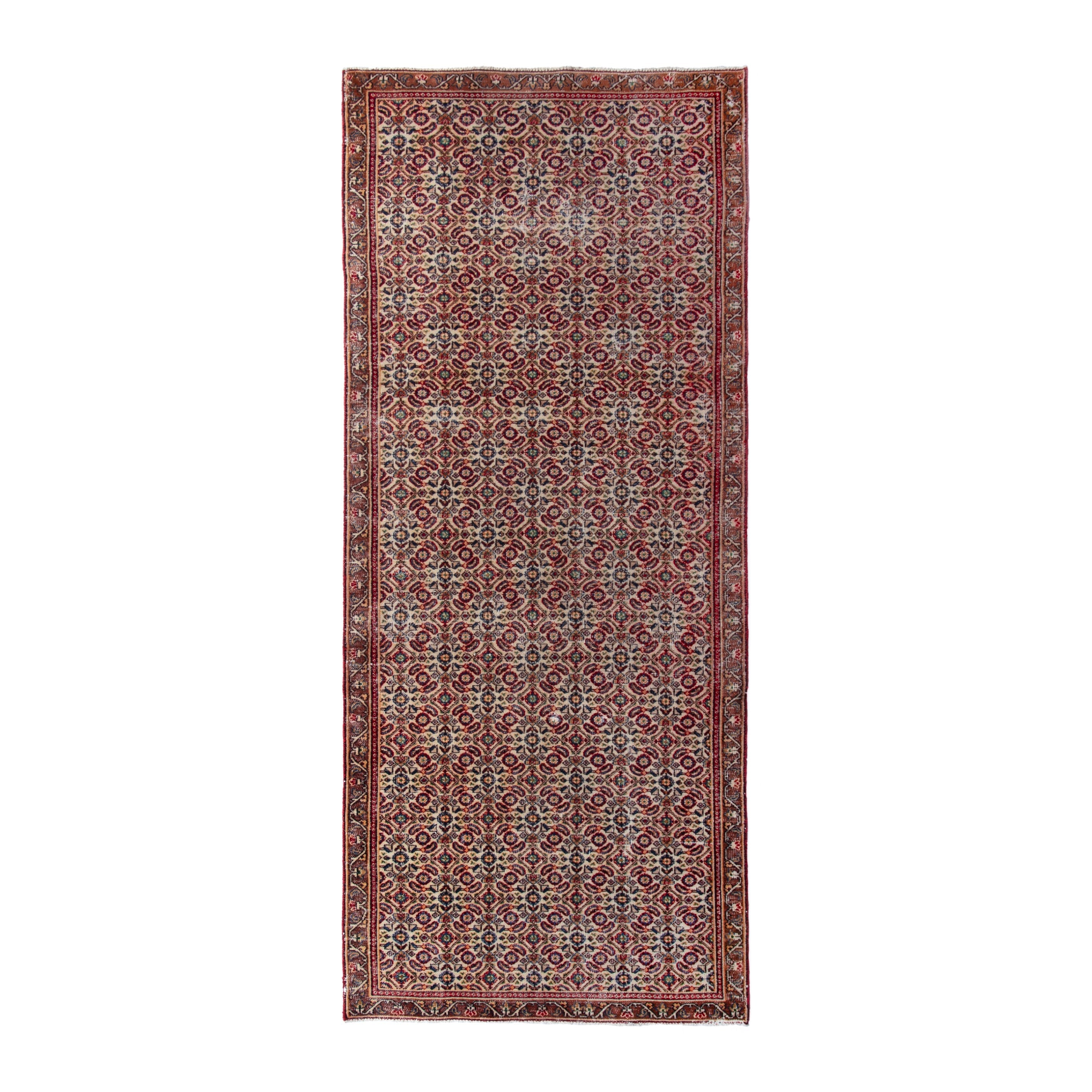 Persian Birjand runner rug in rust and cream, 3'8" x 9'2"