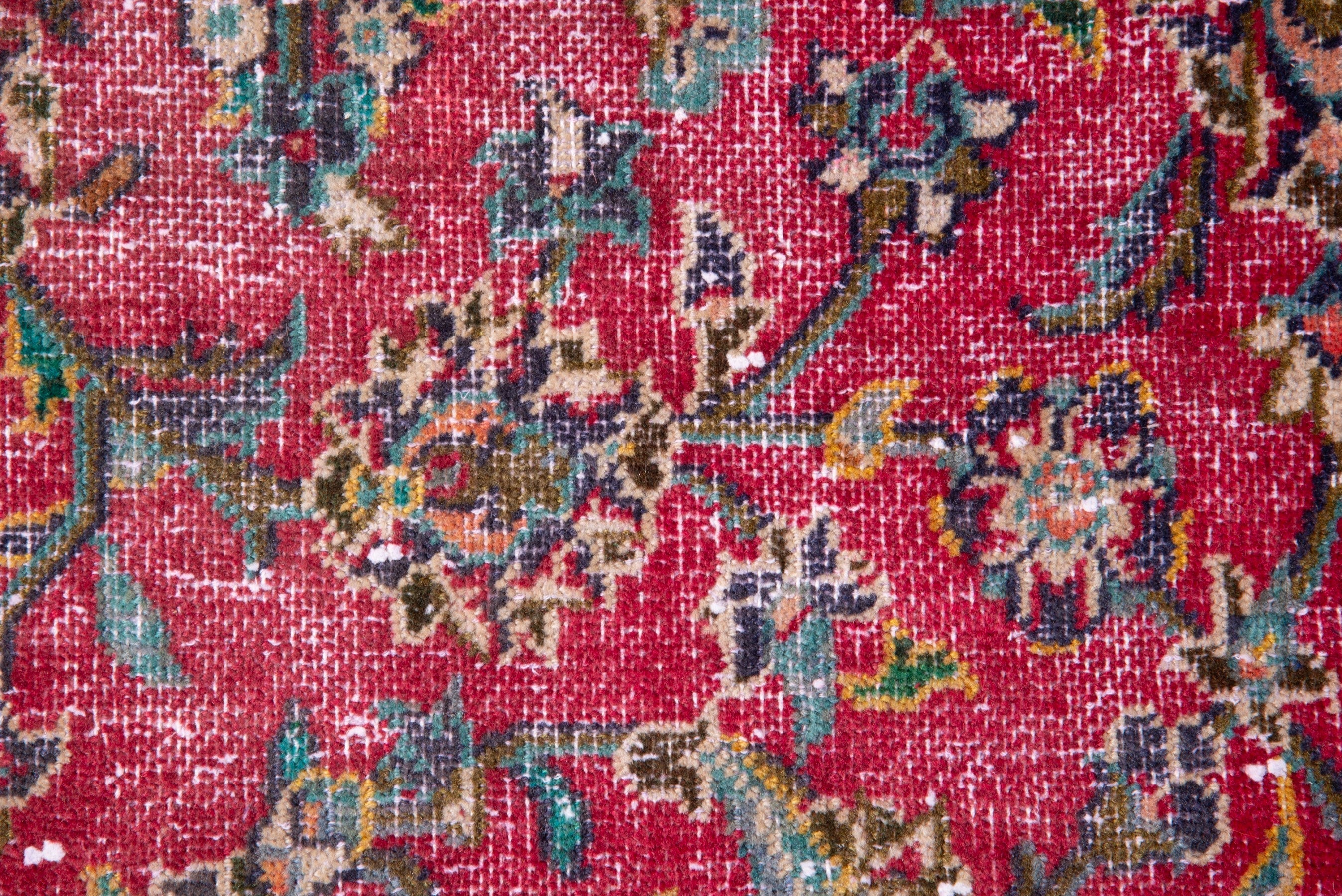 Persian Kashan runner rug in deep red and faded red, view 10 of 17