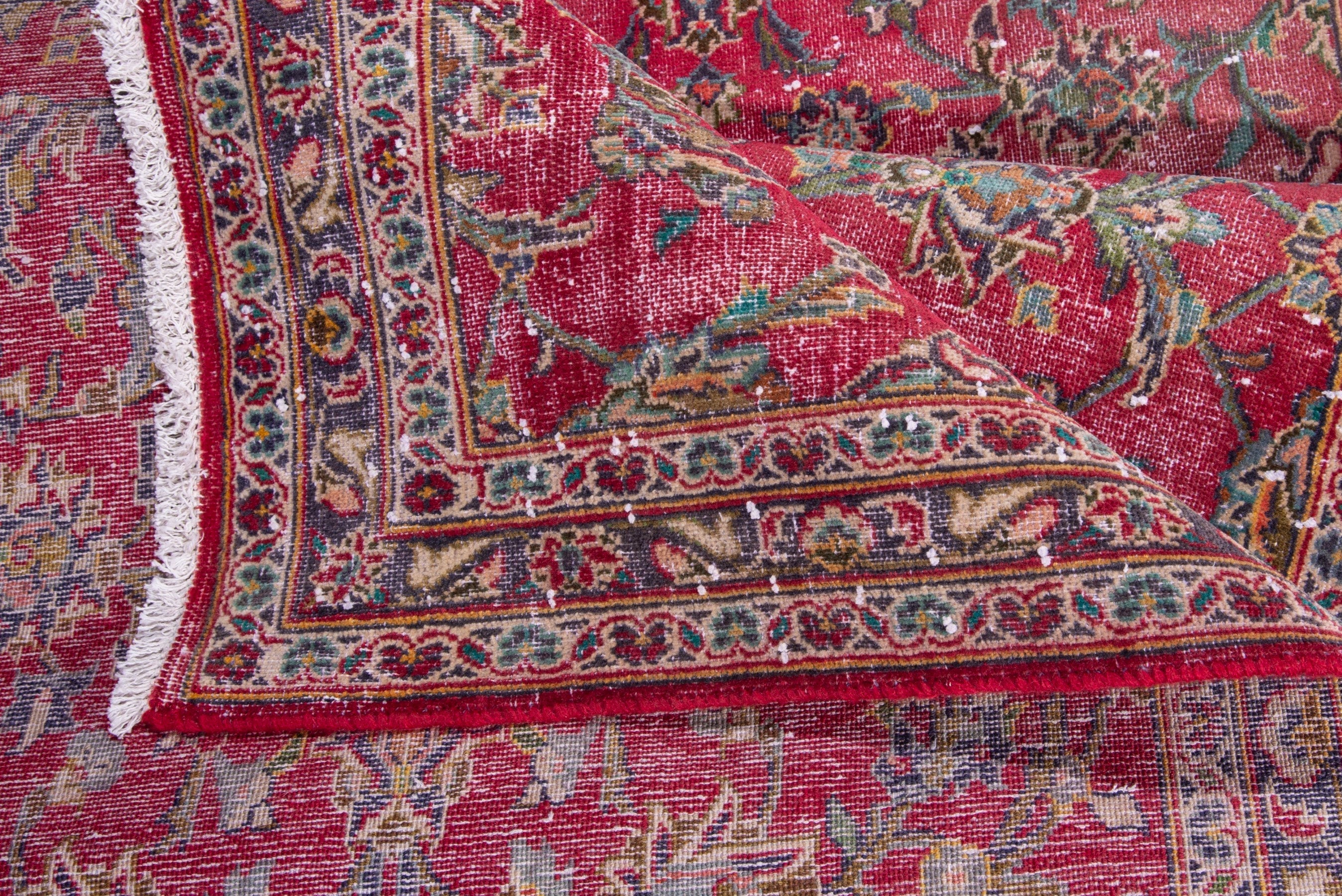 Persian Kashan runner rug in deep red and faded red, view 13 of 17