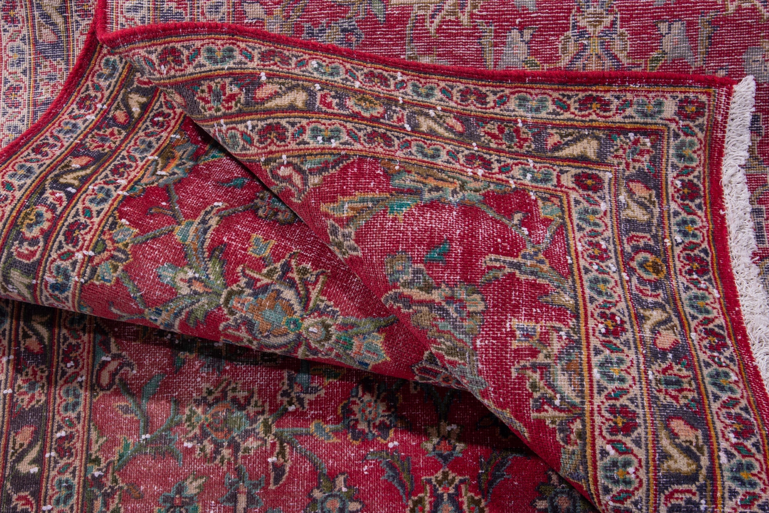 Persian Kashan runner rug in deep red and faded red, view 15 of 17