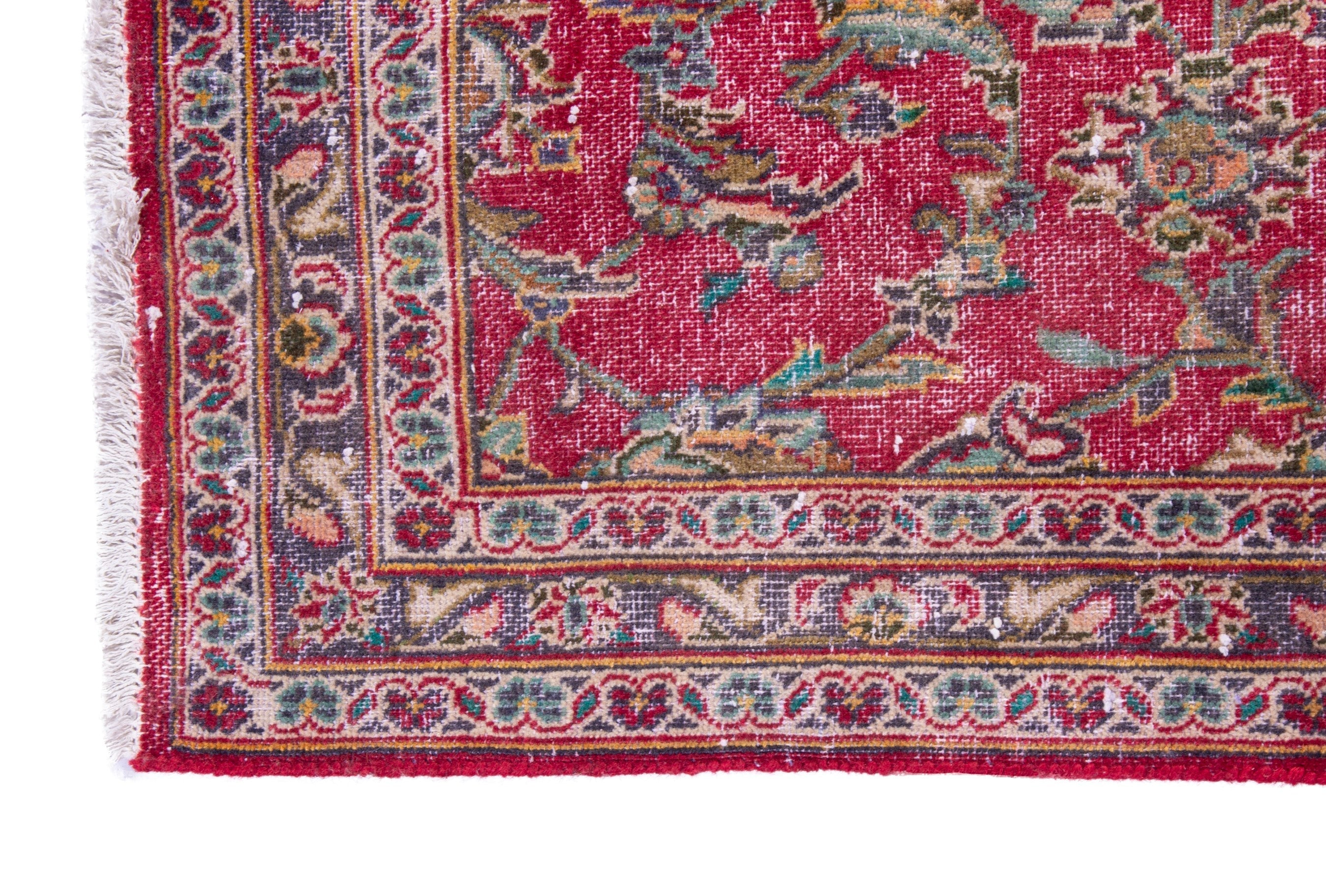Persian Kashan runner rug in deep red and faded red, view 5 of 17
