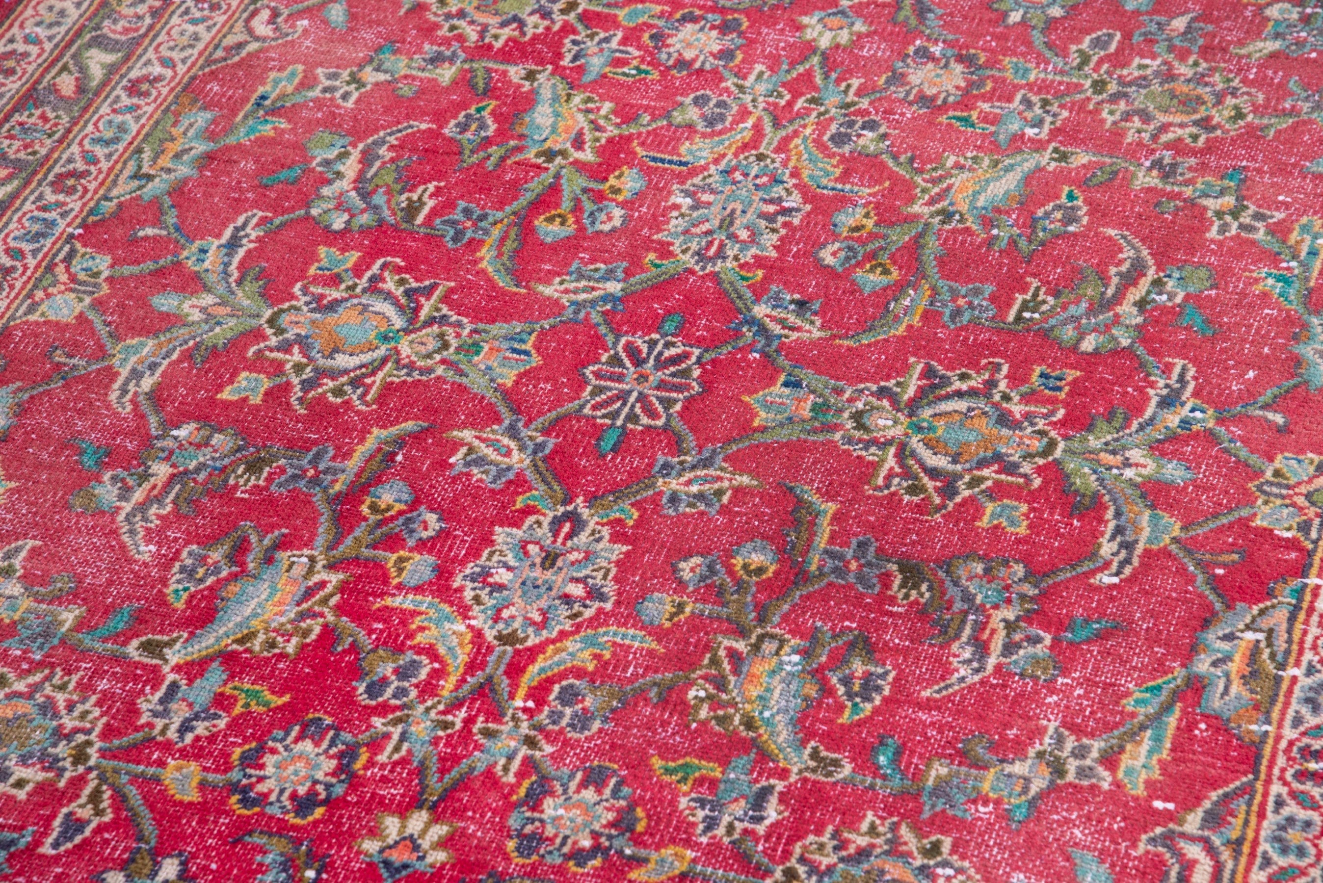 Persian Kashan runner rug in deep red and faded red, view 9 of 17