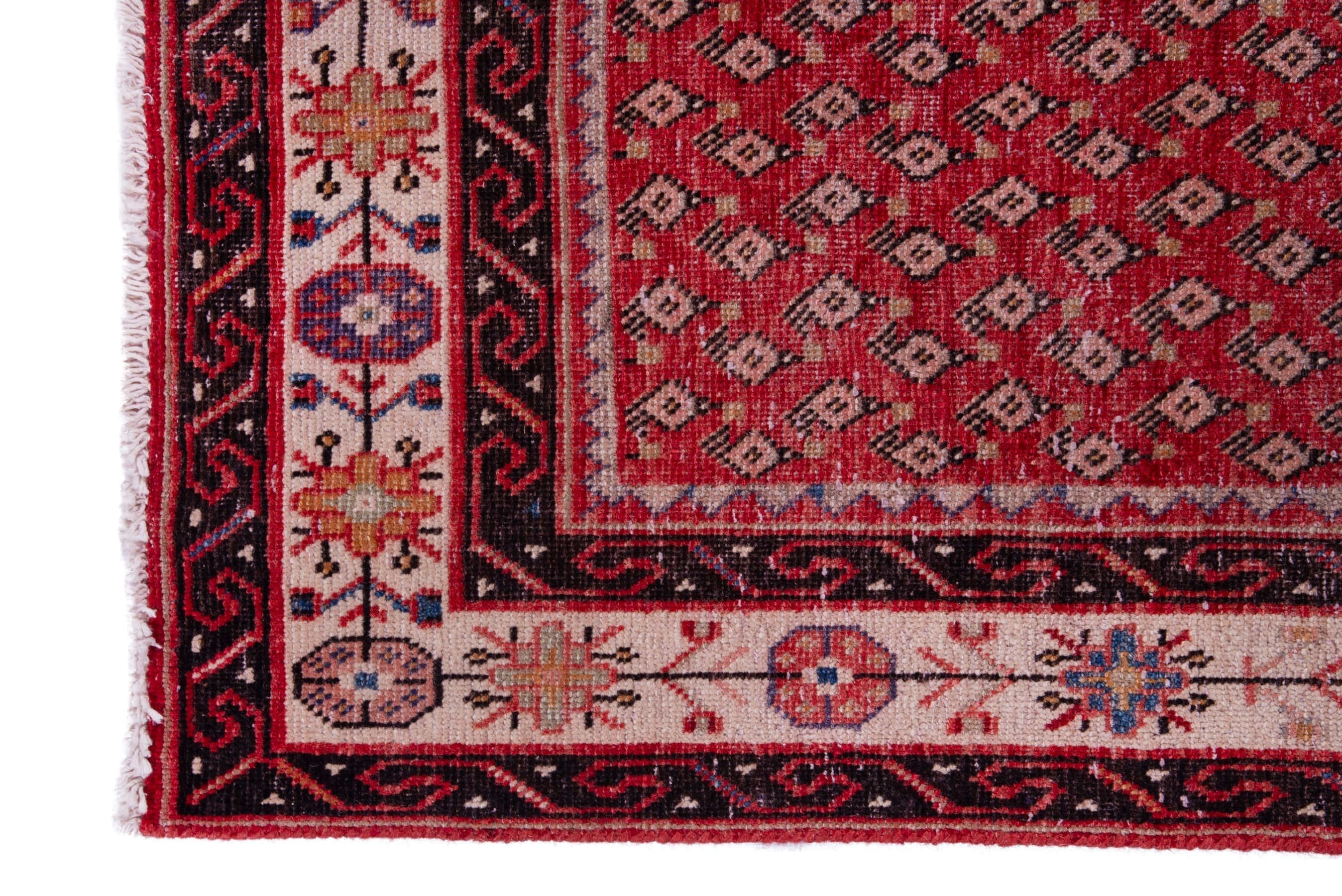 Persian Arak runner rug in deep red and cream, view 5 of 17