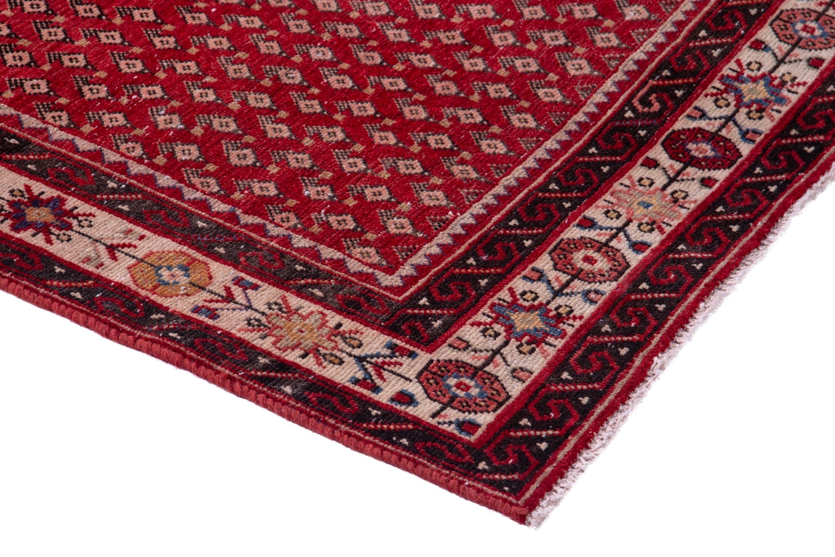 Persian Arak runner rug in deep red and cream, view 4 of 17