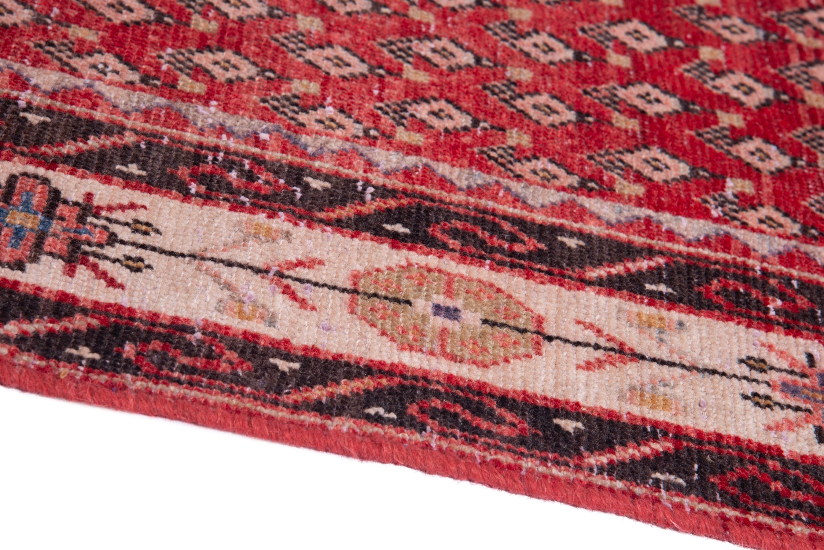 Persian Arak runner rug in deep red and cream, view 8 of 17