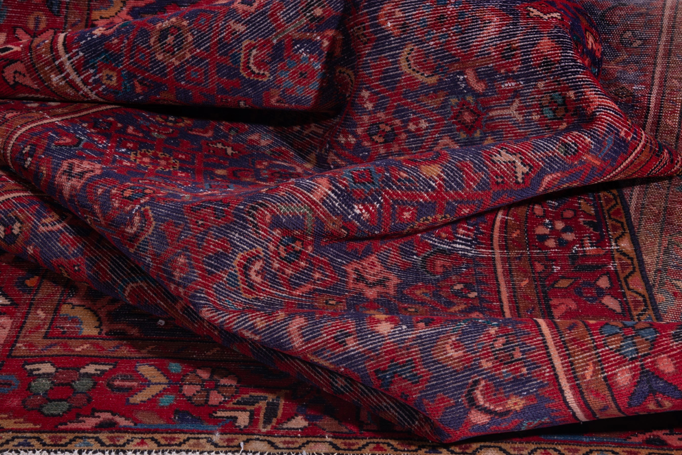 Persian Hamedan runner rug in burgundy and deep red, view 13 of 17