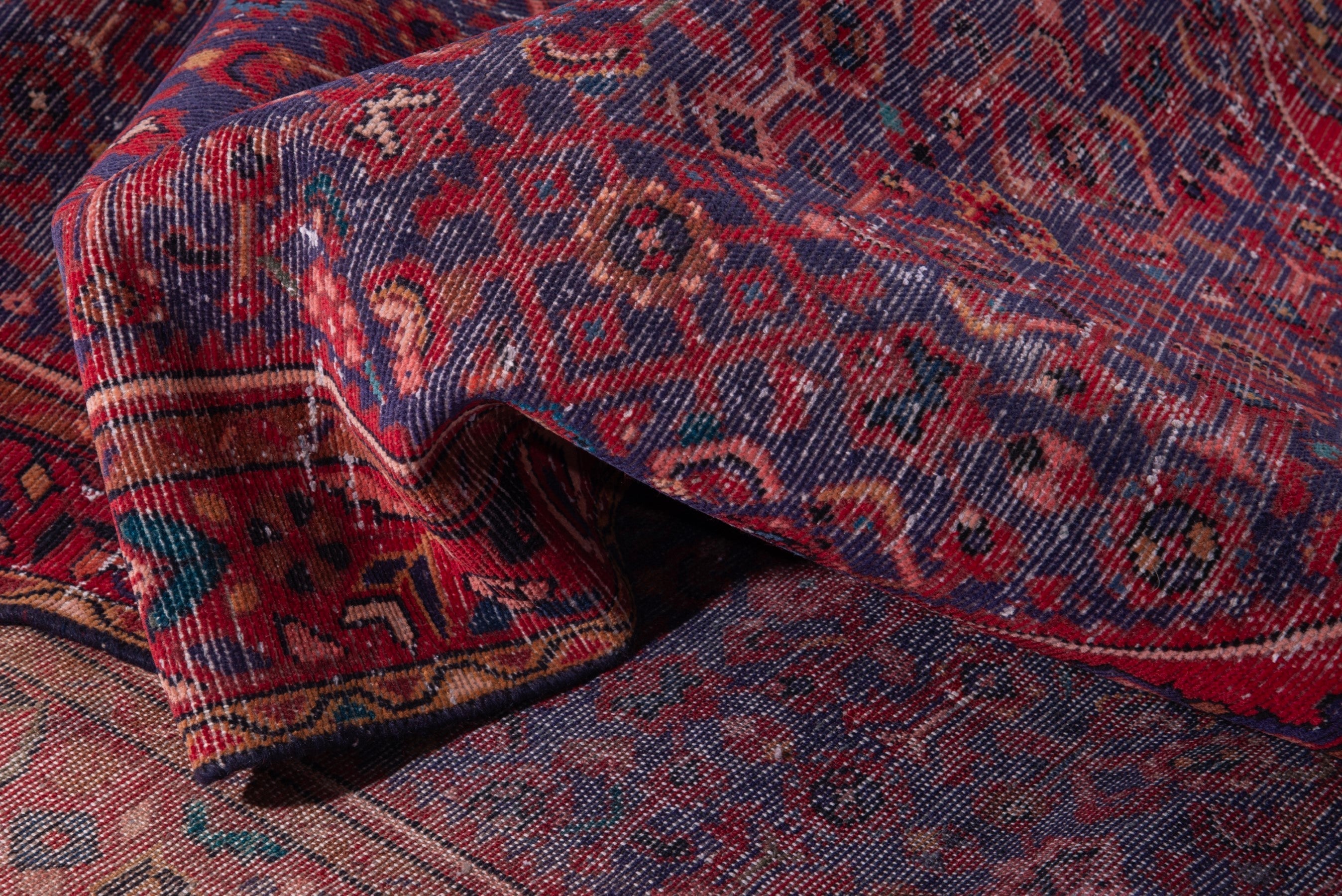 Persian Hamedan runner rug in burgundy and deep red, view 16 of 17
