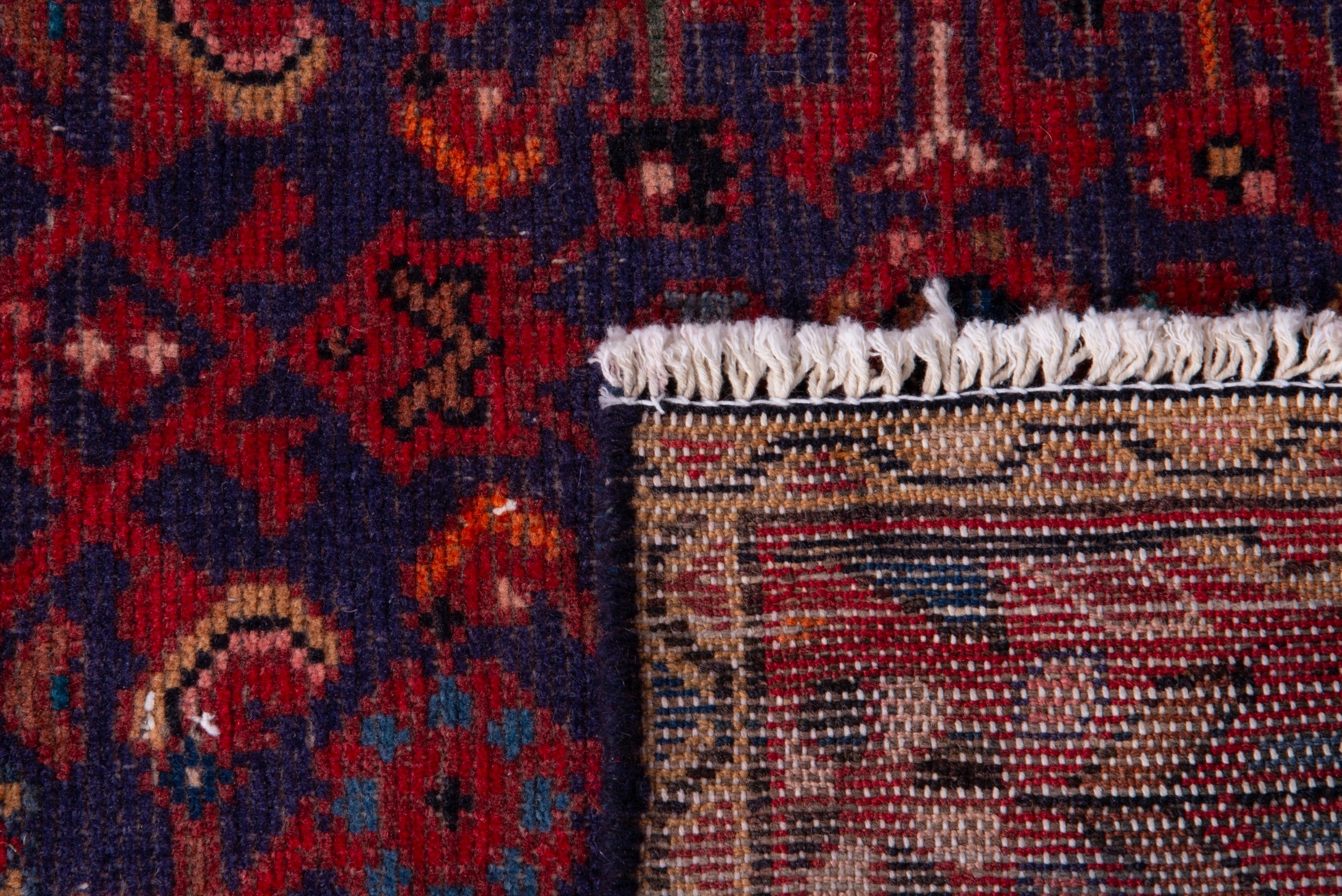 Persian Hamedan runner rug in burgundy and deep red, view 17 of 17