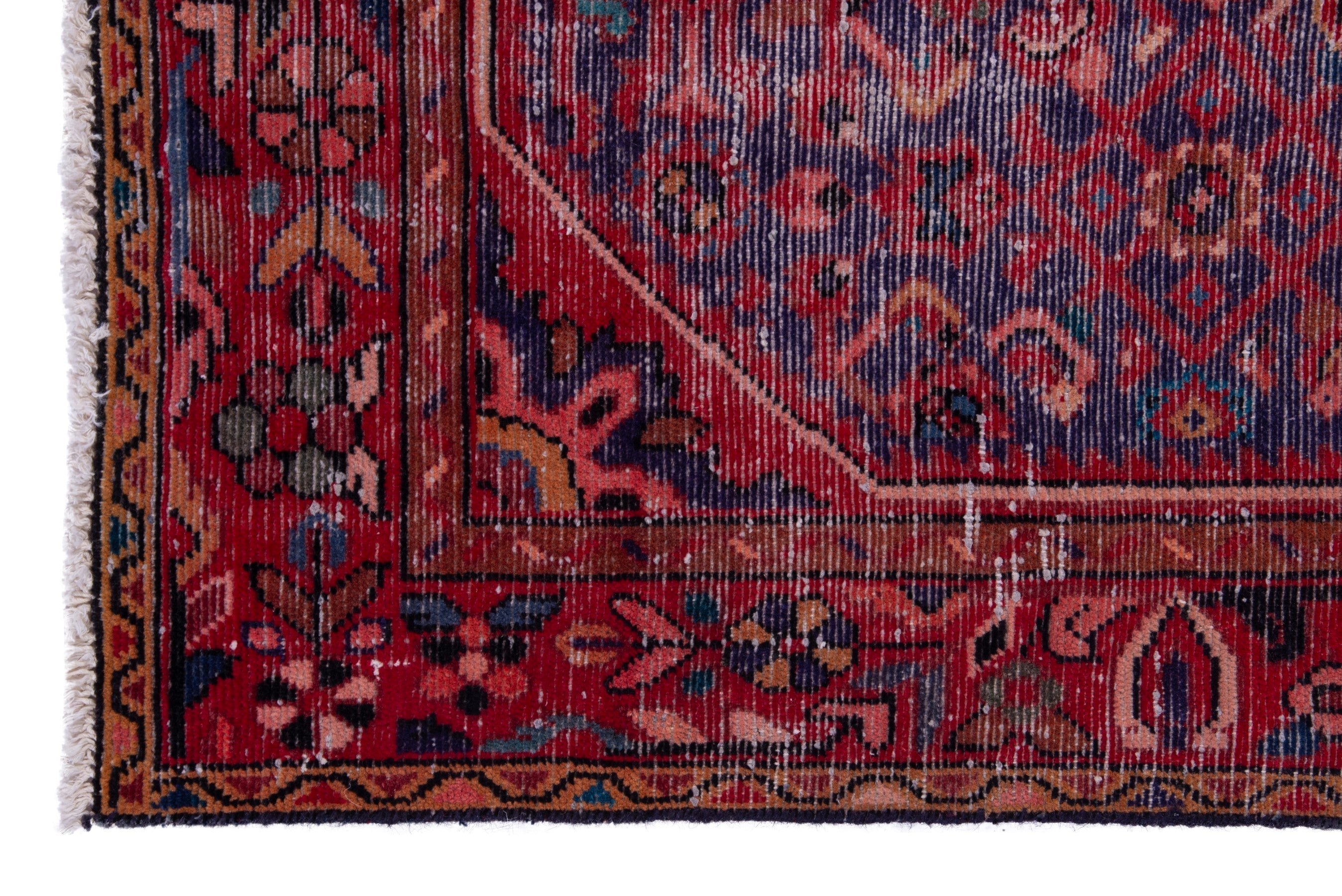 Persian Hamedan runner rug in burgundy and deep red, view 5 of 17