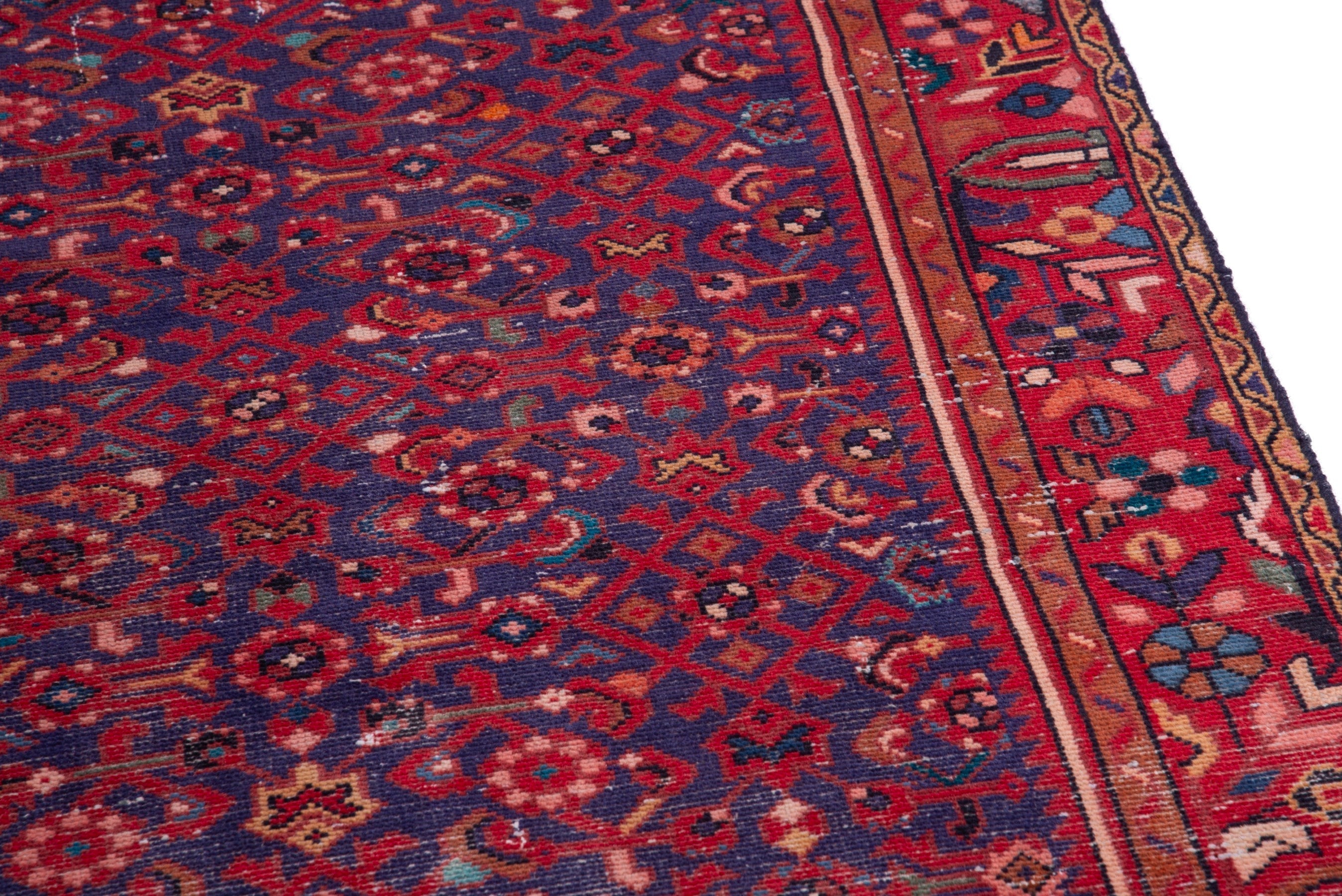 Persian Hamedan runner rug in burgundy and deep red, view 7 of 17
