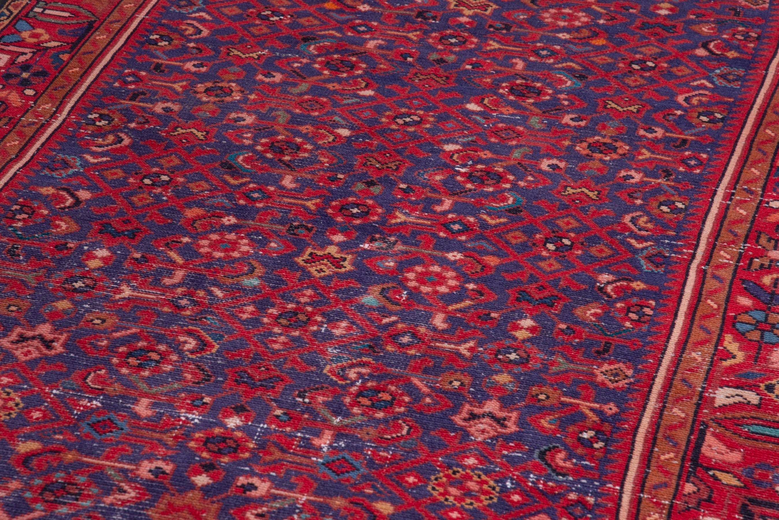 Persian Hamedan runner rug in burgundy and deep red, view 9 of 17