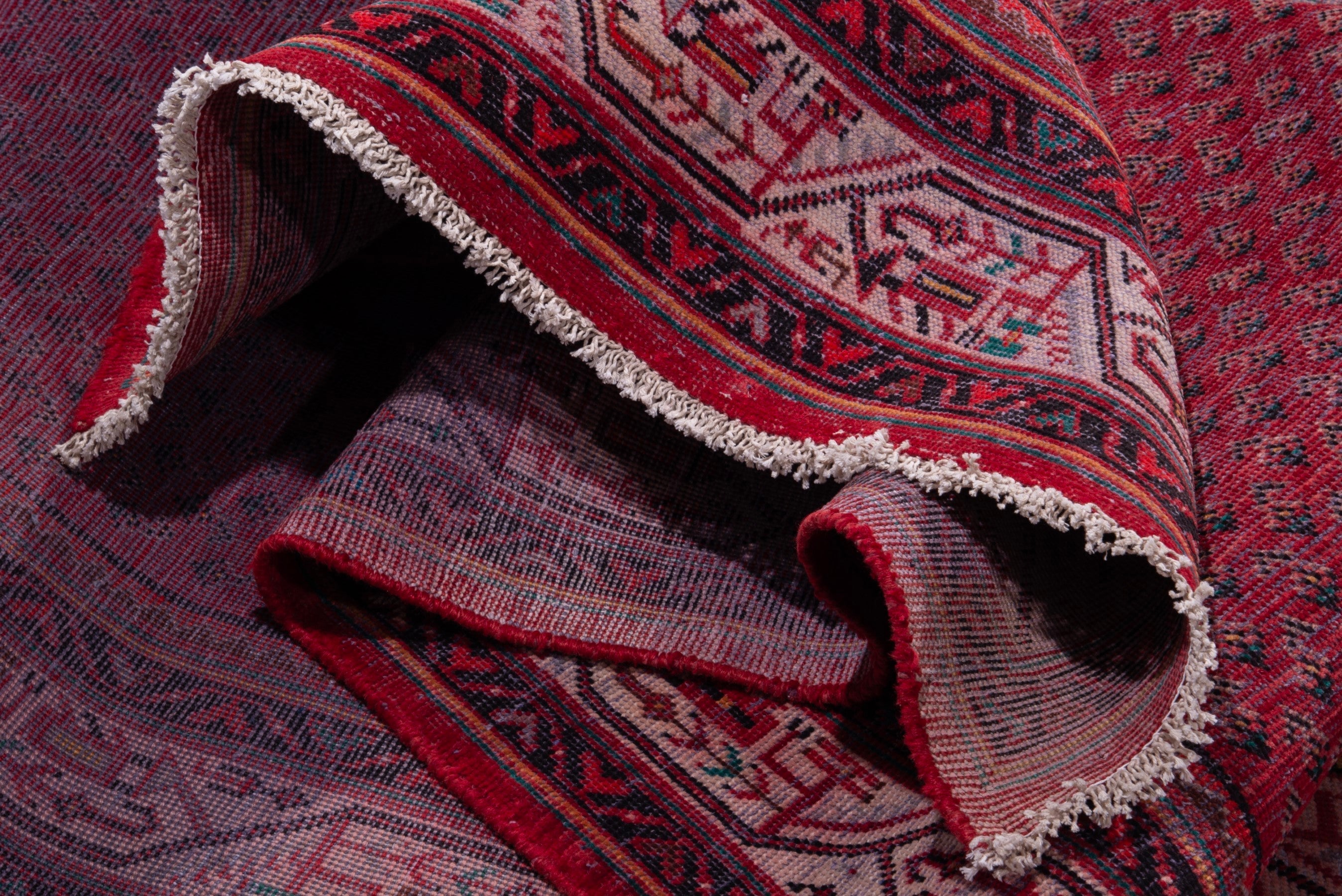 Persian Arak runner rug in deep red and cream, view 13 of 19