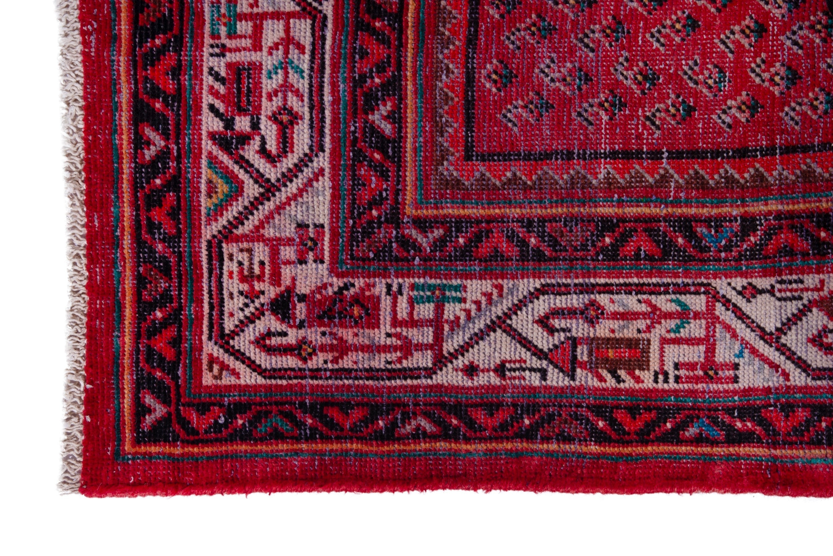 Persian Arak runner rug in deep red and cream, view 5 of 19