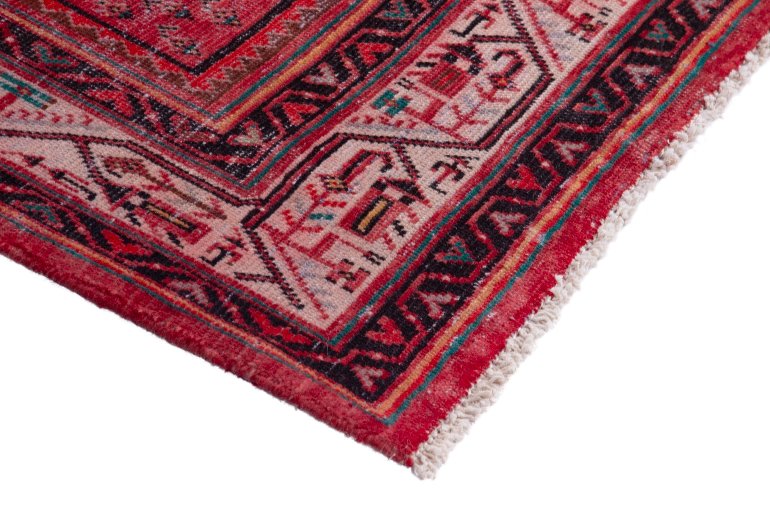Persian Arak runner rug in deep red and cream, view 4 of 19