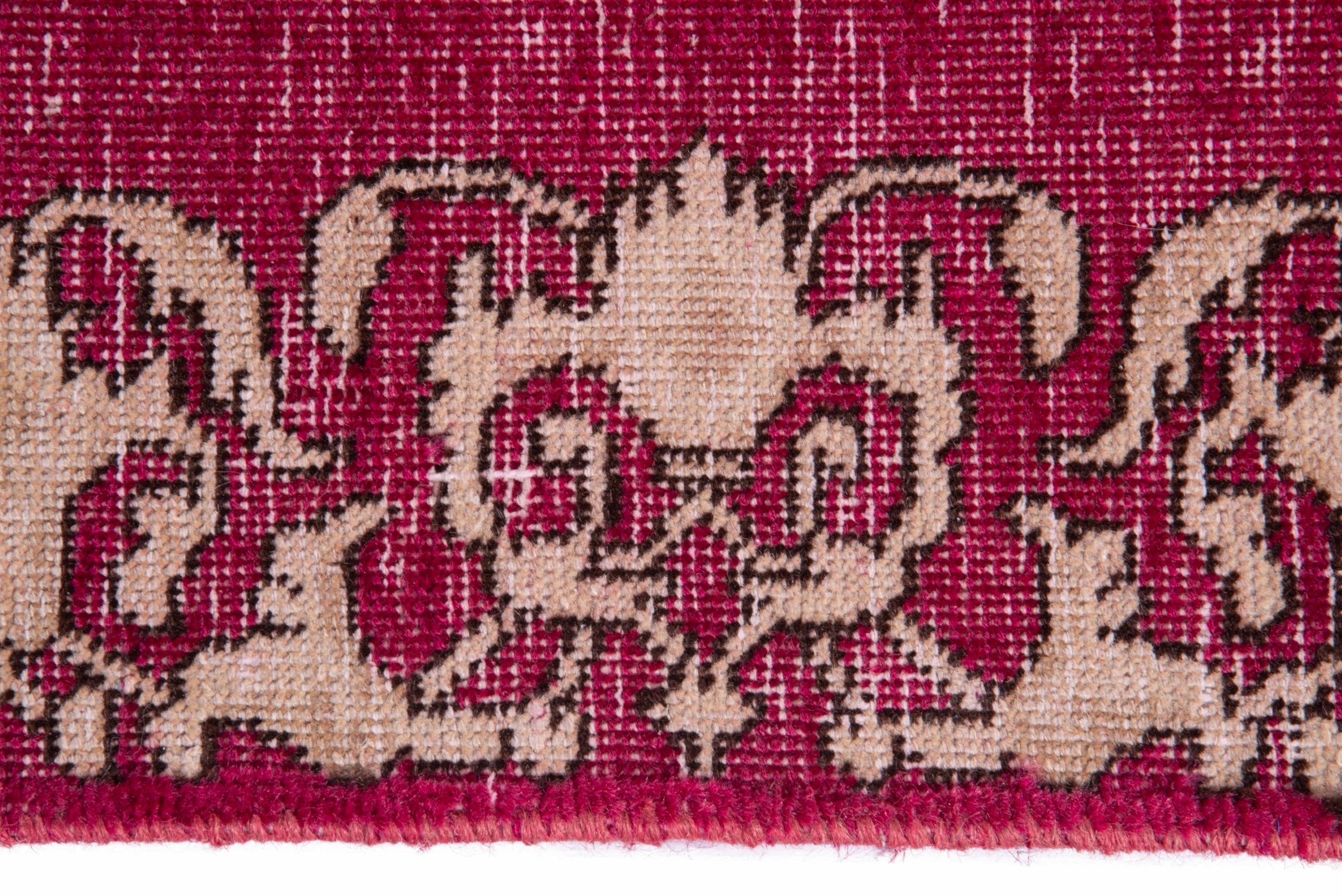 Persian Tabriz runner rug in burgundy and cream, view 10 of 15