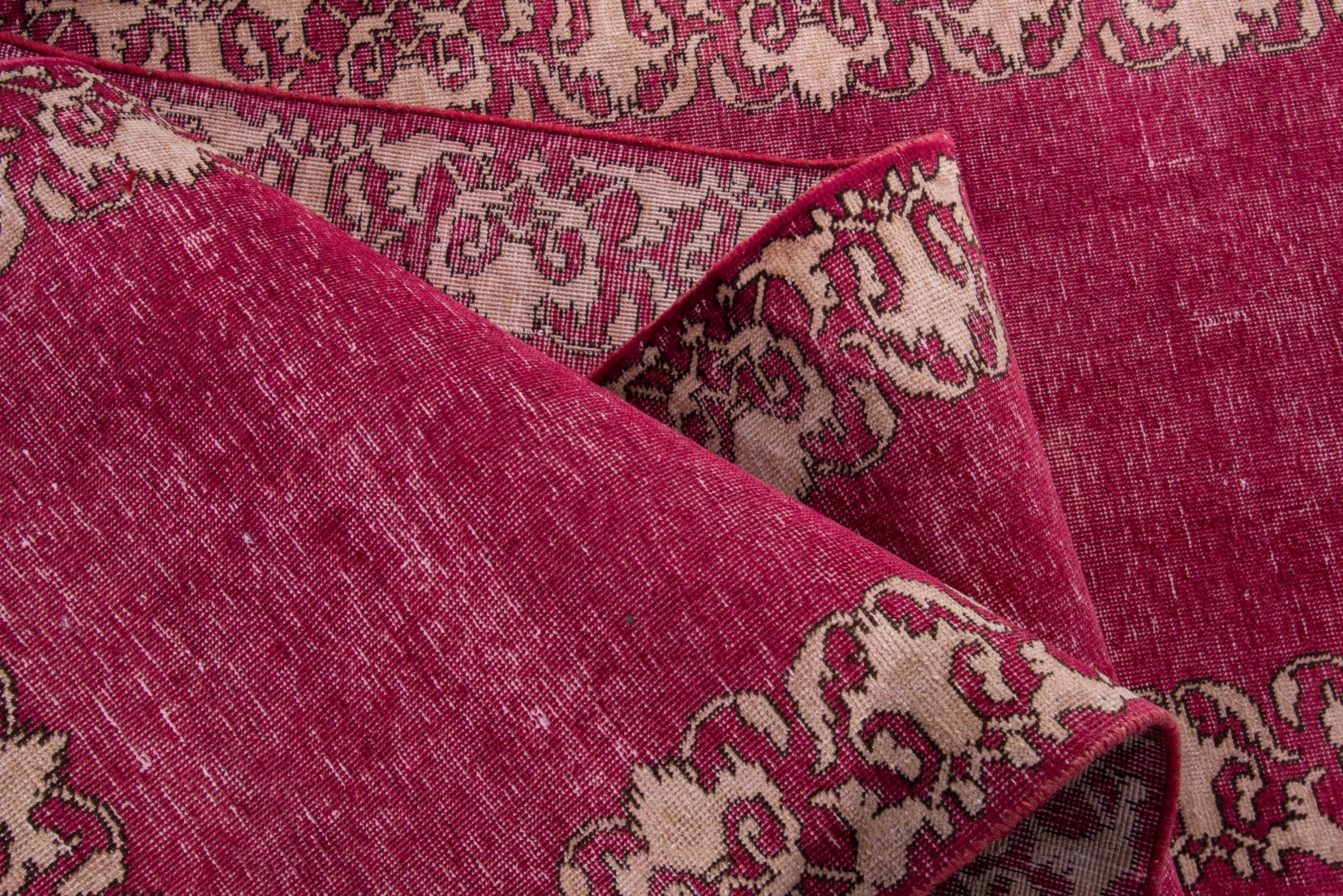 Persian Tabriz runner rug in burgundy and cream, view 13 of 15