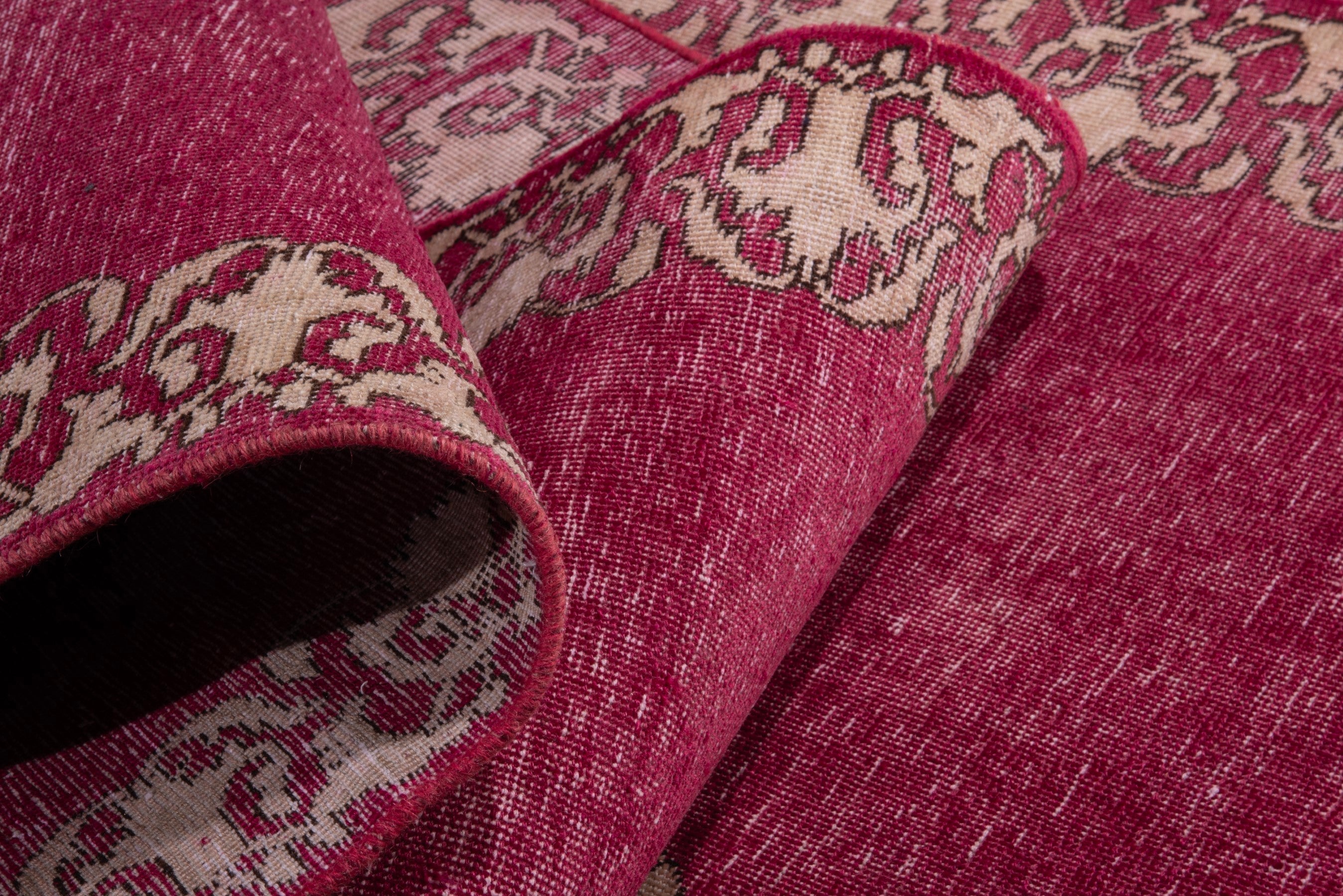 Persian Tabriz runner rug in burgundy and cream, view 14 of 15