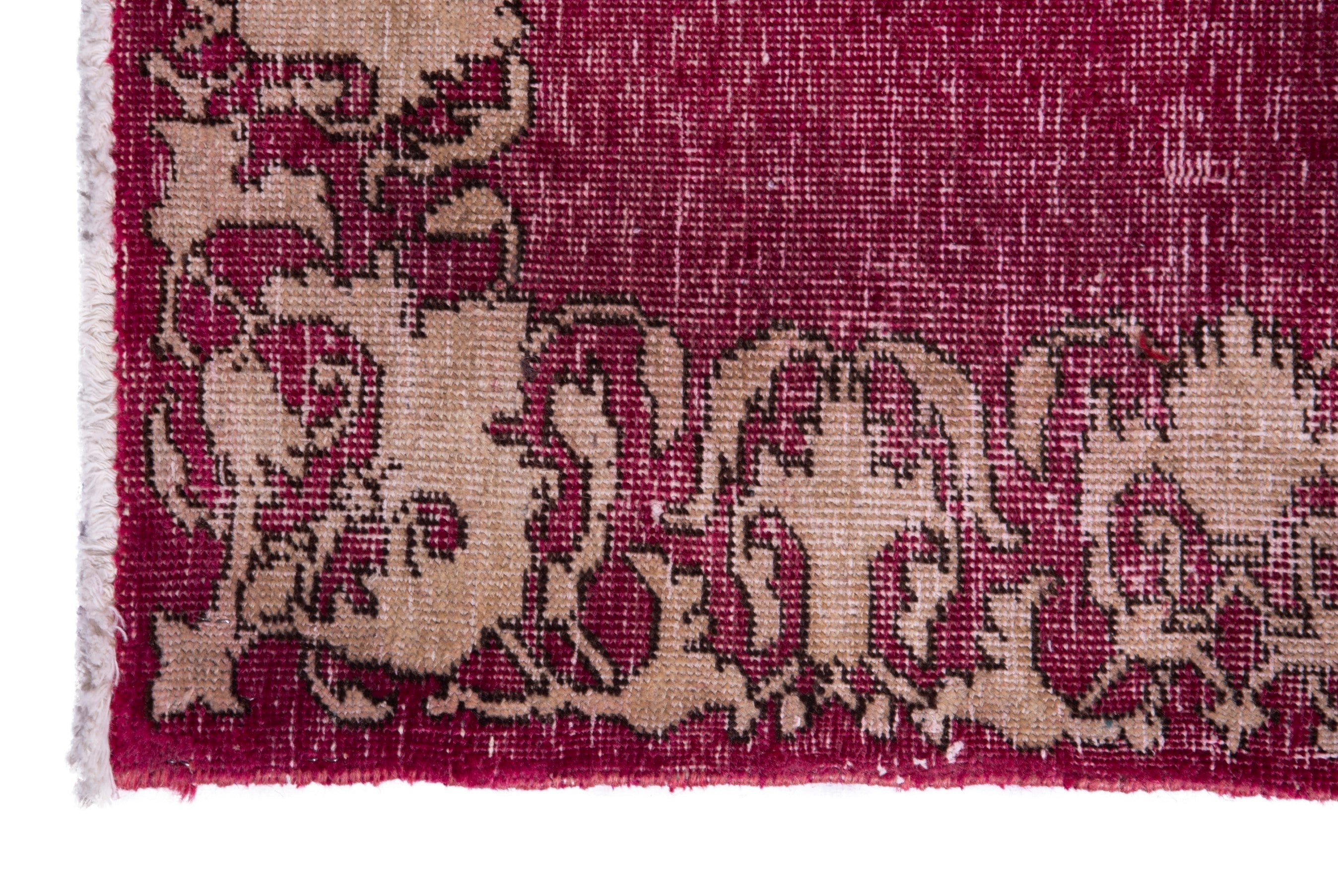 Persian Tabriz runner rug in burgundy and cream, view 5 of 15