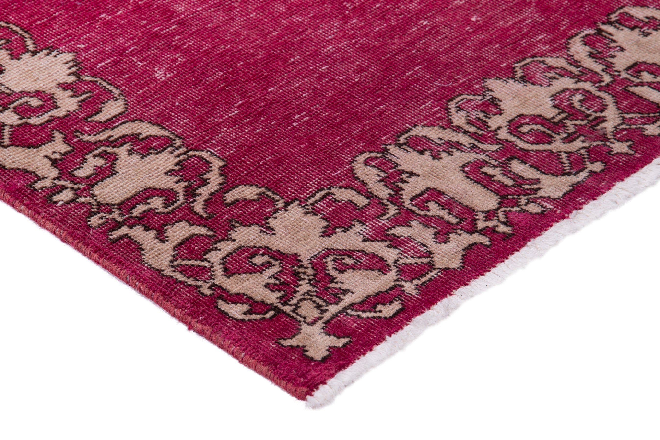 Persian Tabriz runner rug in burgundy and cream, view 4 of 15