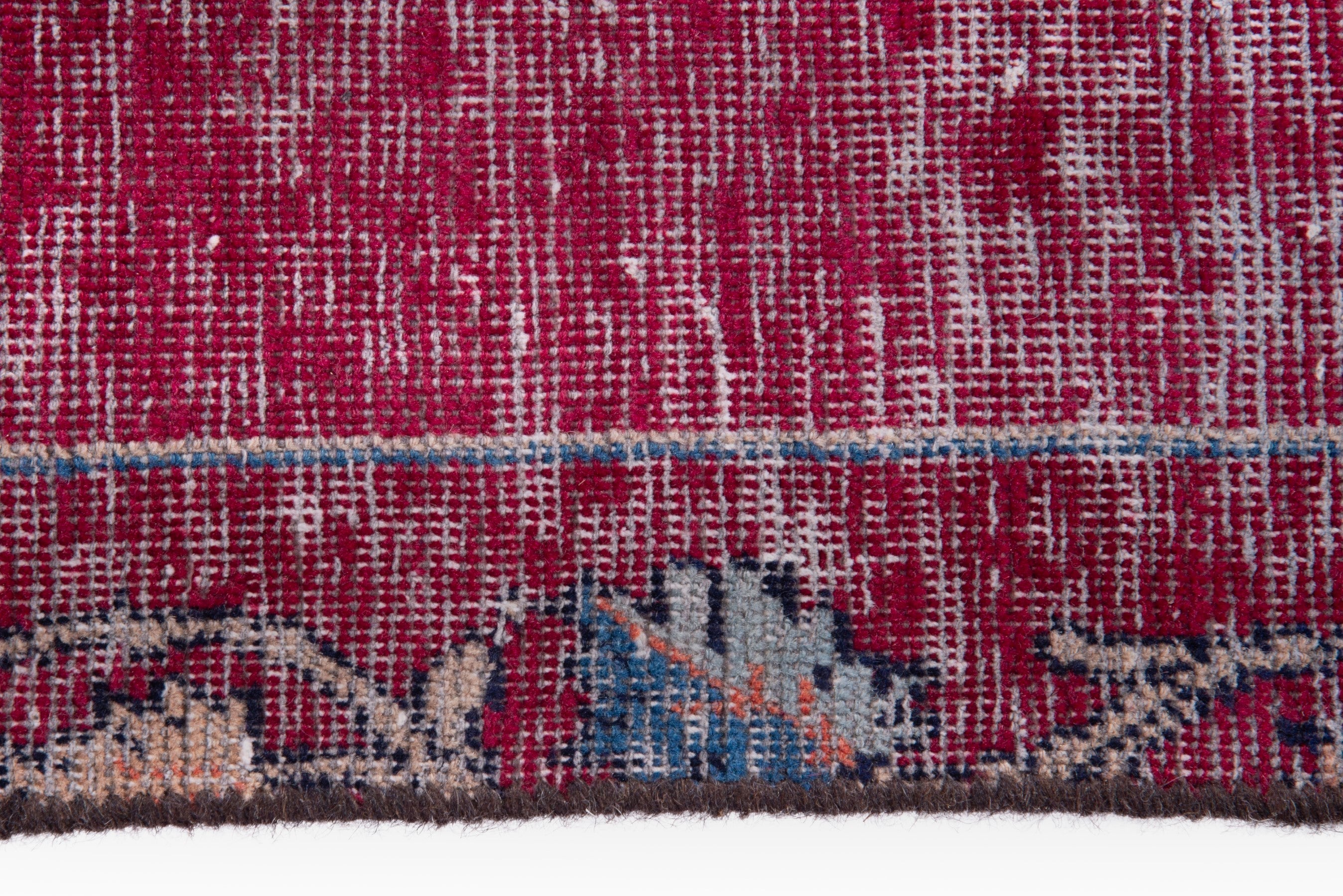 Persian Mashhad runner rug in burgundy and faded red, view 10 of 15