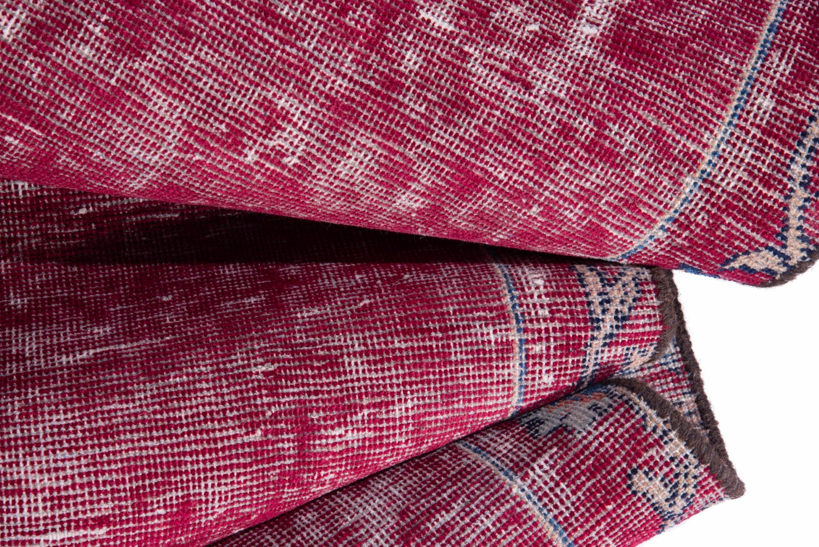 Persian Mashhad runner rug in burgundy and faded red, view 13 of 15