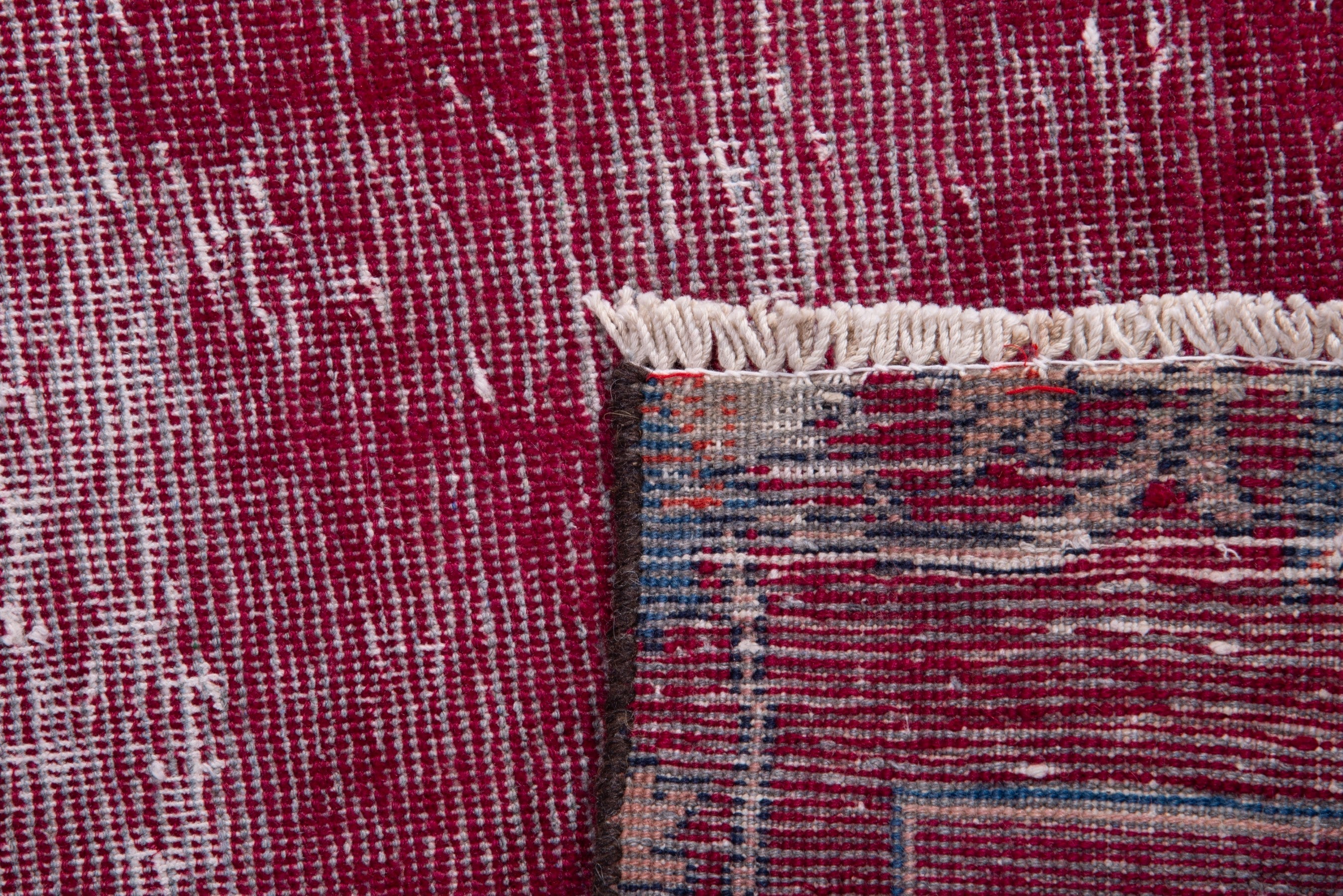 Persian Mashhad runner rug in burgundy and faded red, view 15 of 15