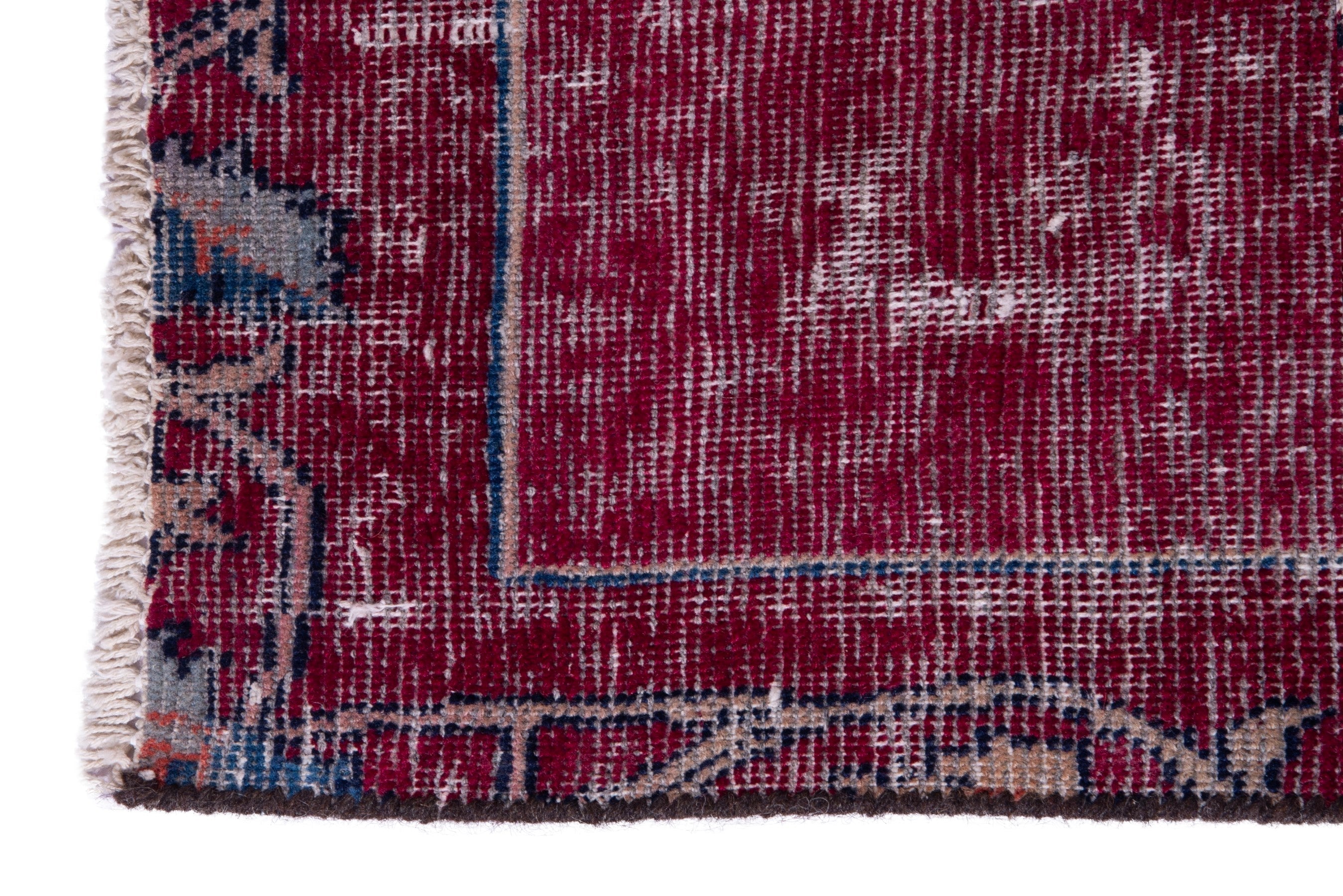 Persian Mashhad runner rug in burgundy and faded red, view 5 of 15