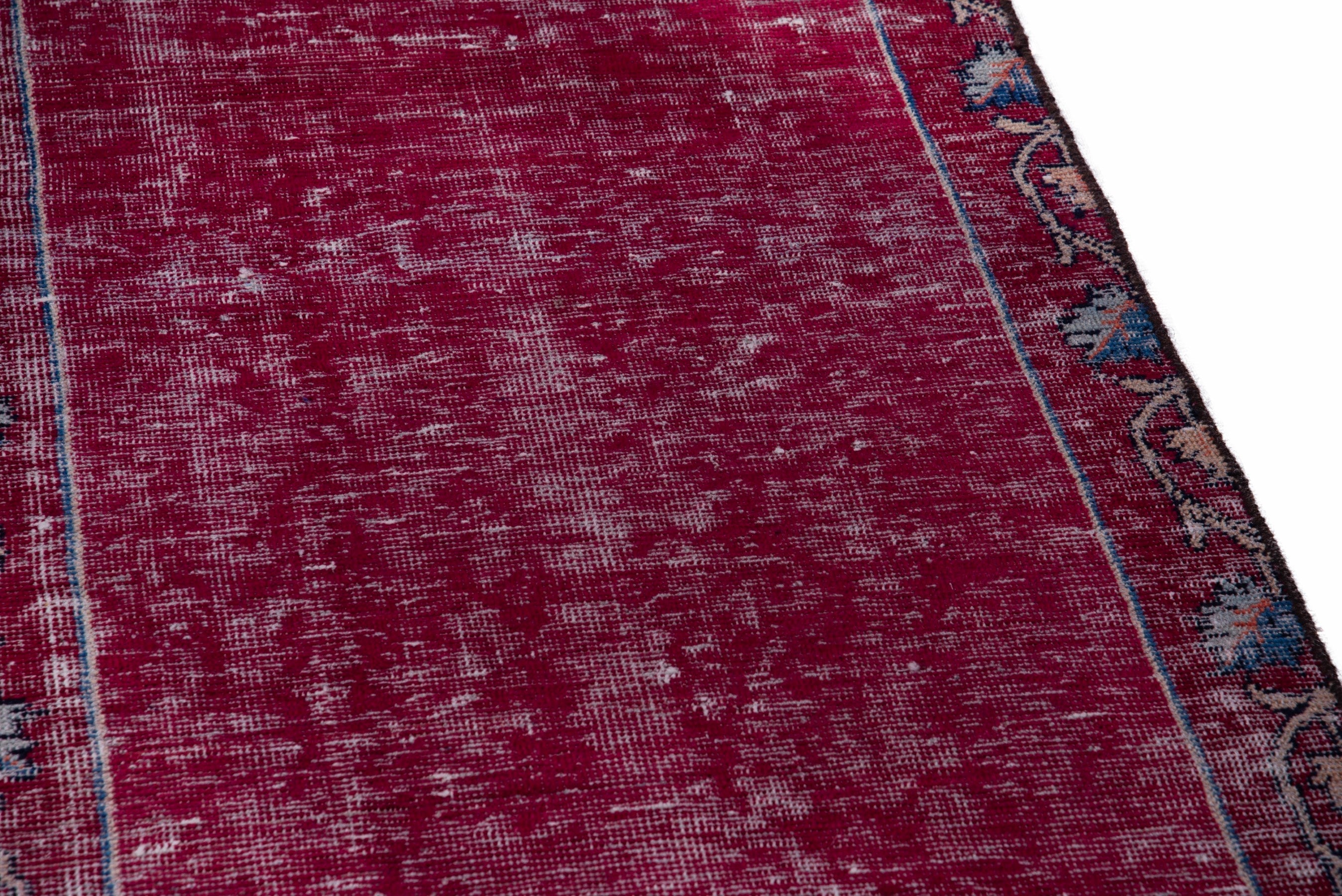 Persian Mashhad runner rug in burgundy and faded red, view 7 of 15