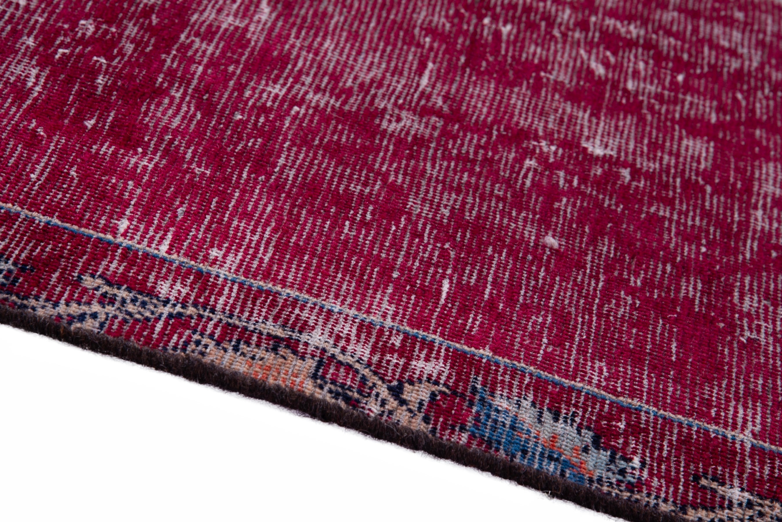 Persian Mashhad runner rug in burgundy and faded red, view 8 of 15