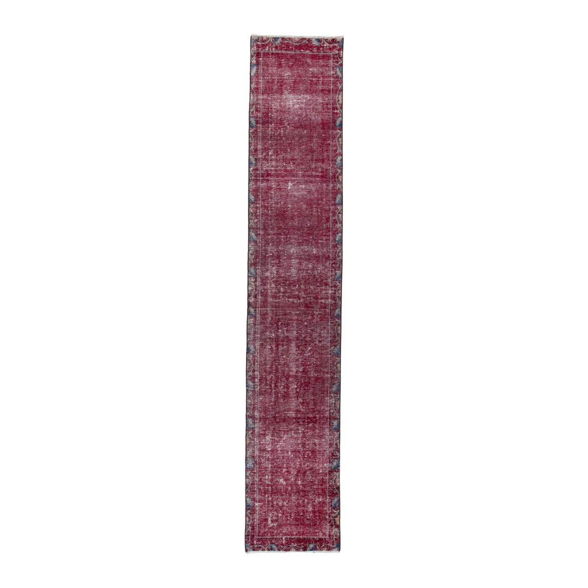 Persian Mashhad runner rug in burgundy and faded red, 2' x 11'11"