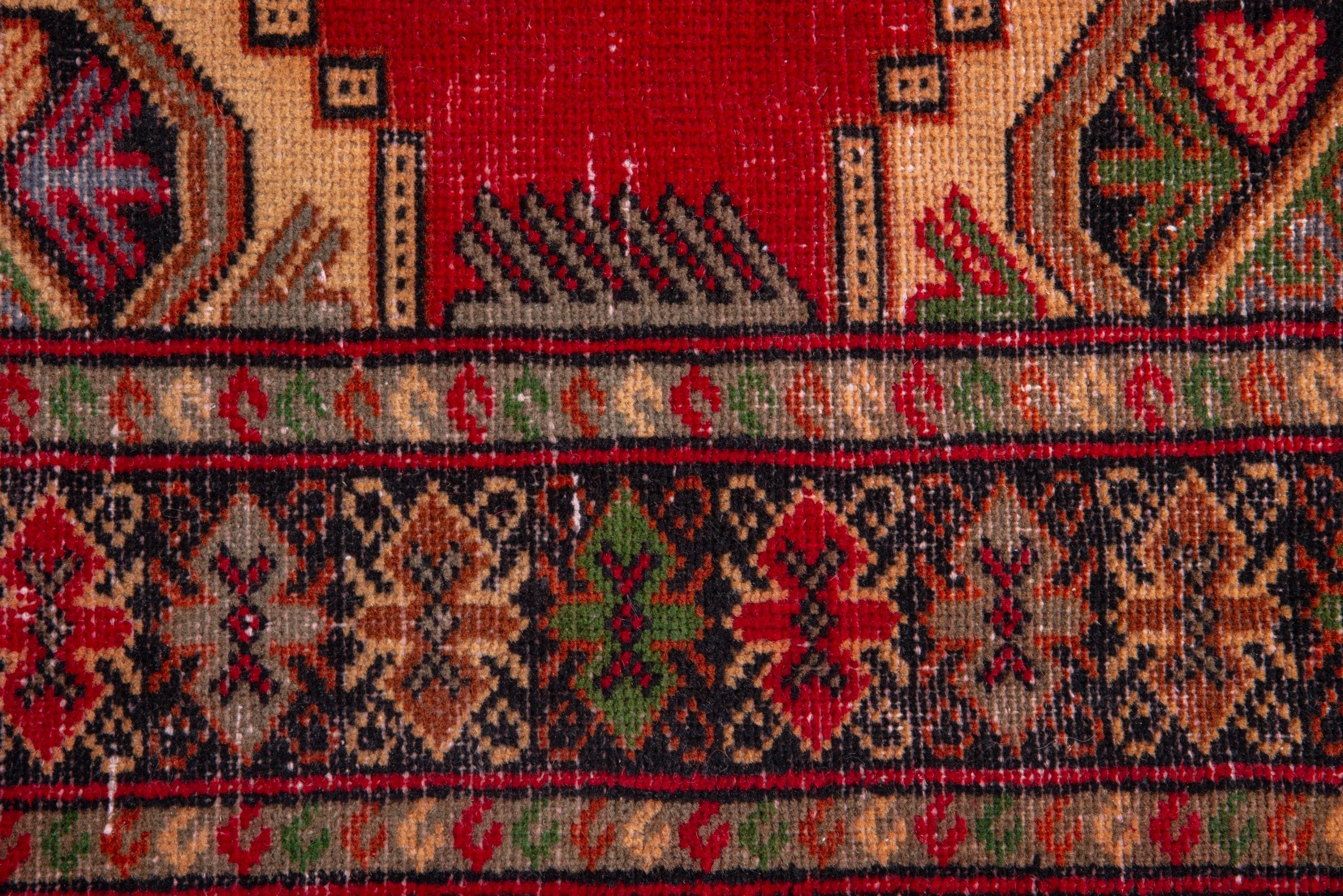 Persian Torkaman runner rug in deep red and cream, view 10 of 17