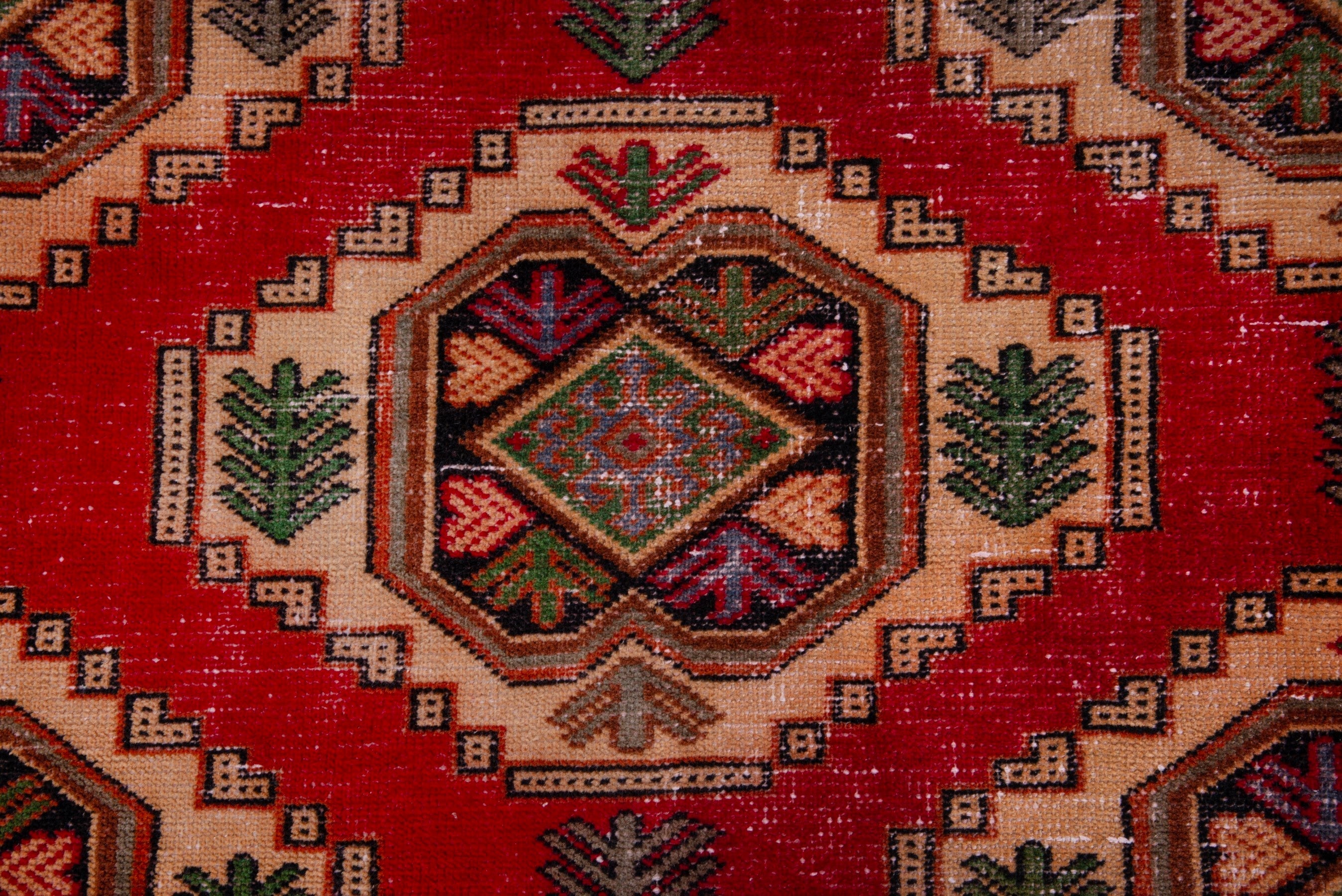 Persian Torkaman runner rug in deep red and cream, view 11 of 17