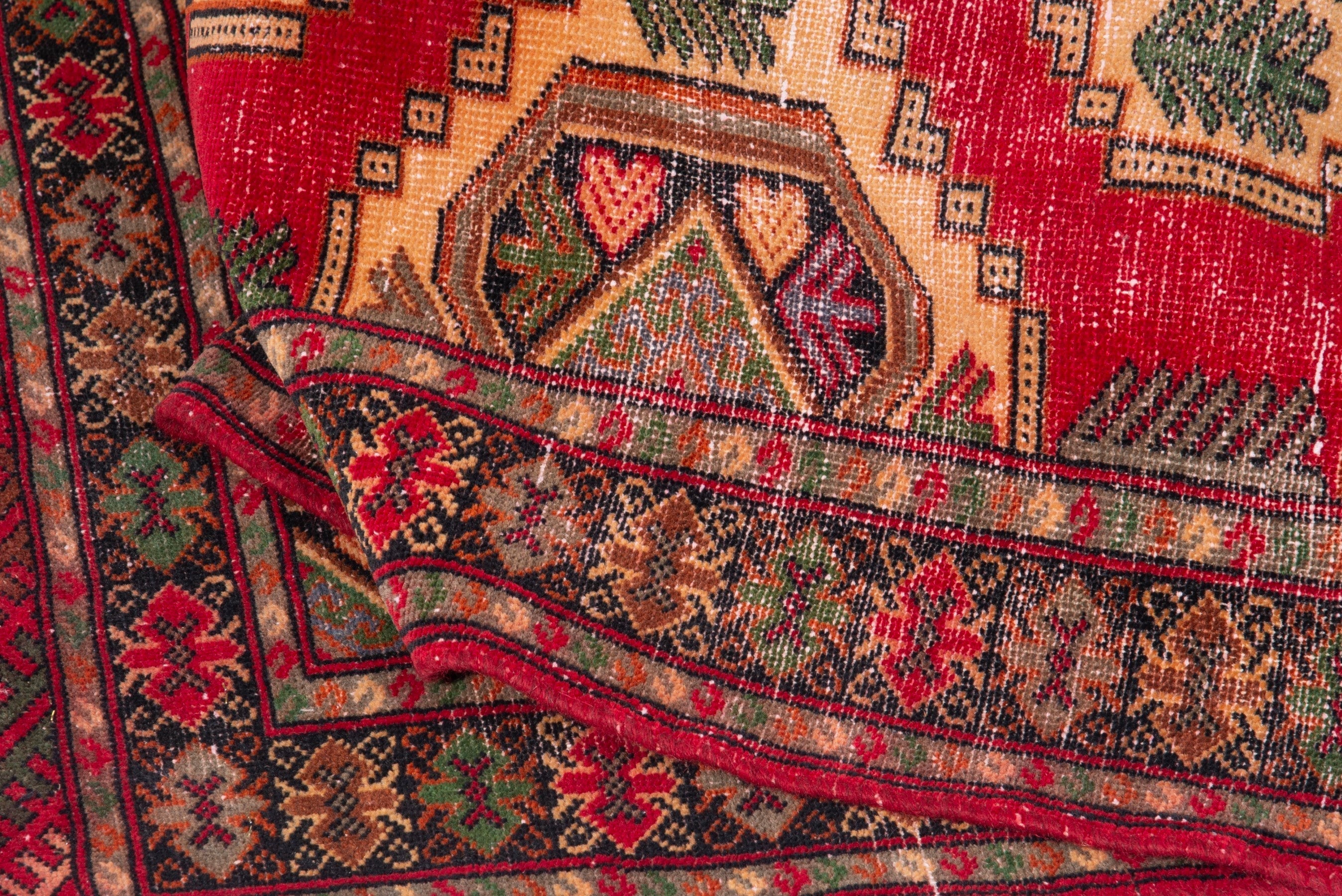 Persian Torkaman runner rug in deep red and cream, view 15 of 17