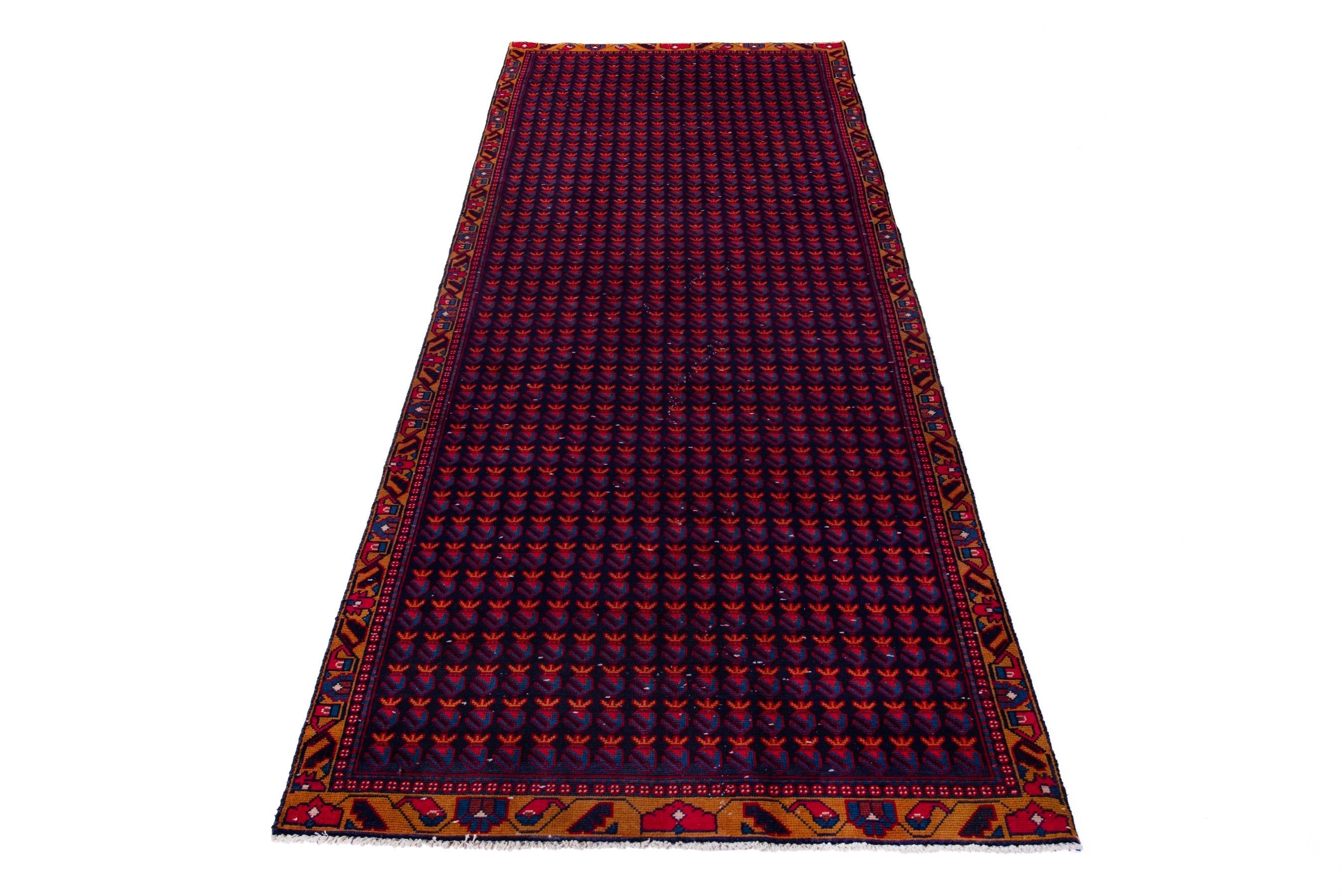 Persian Vist runner rug in burgundy and deep red, view 3 of 17