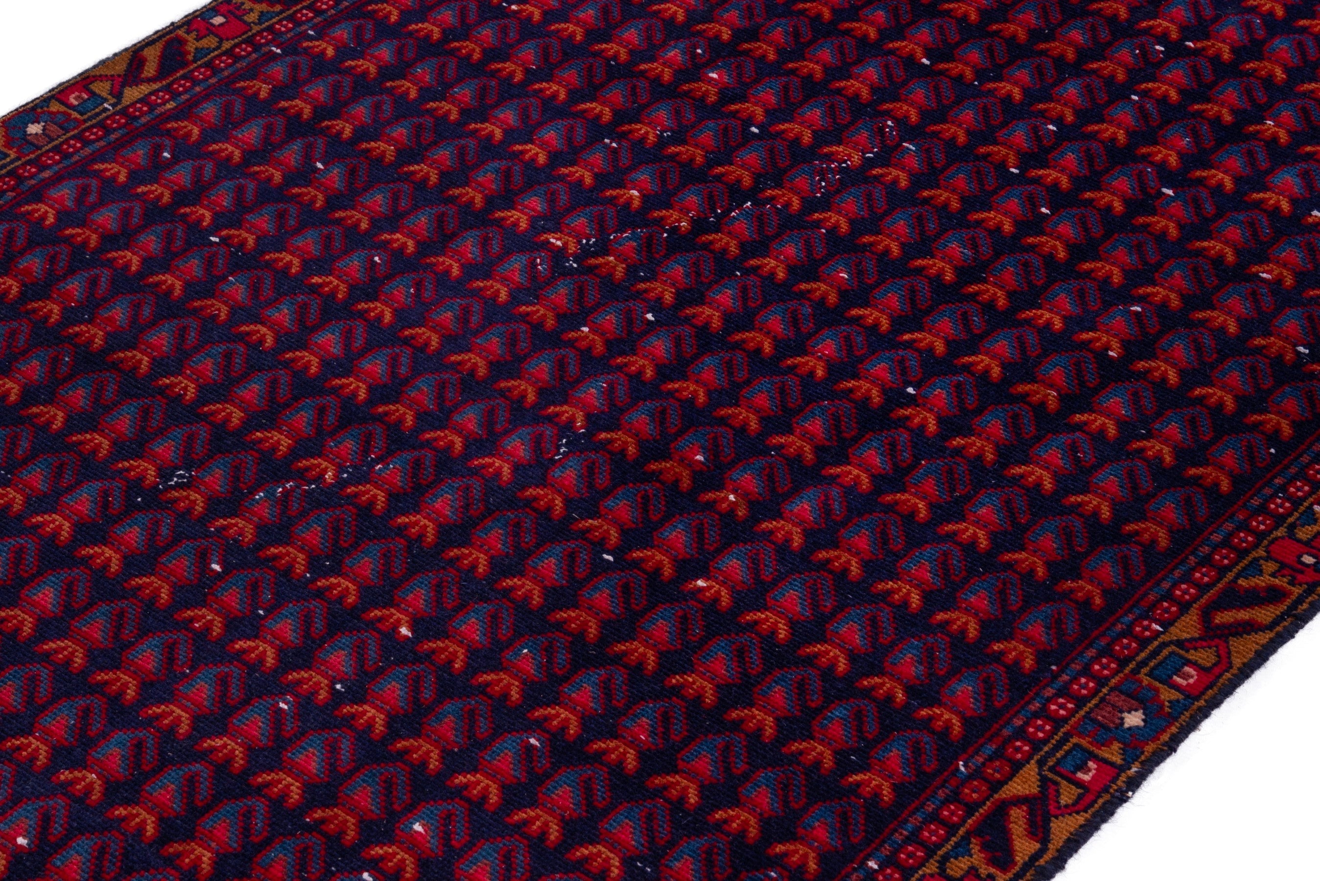 Persian Vist runner rug in burgundy and deep red, view 6 of 17