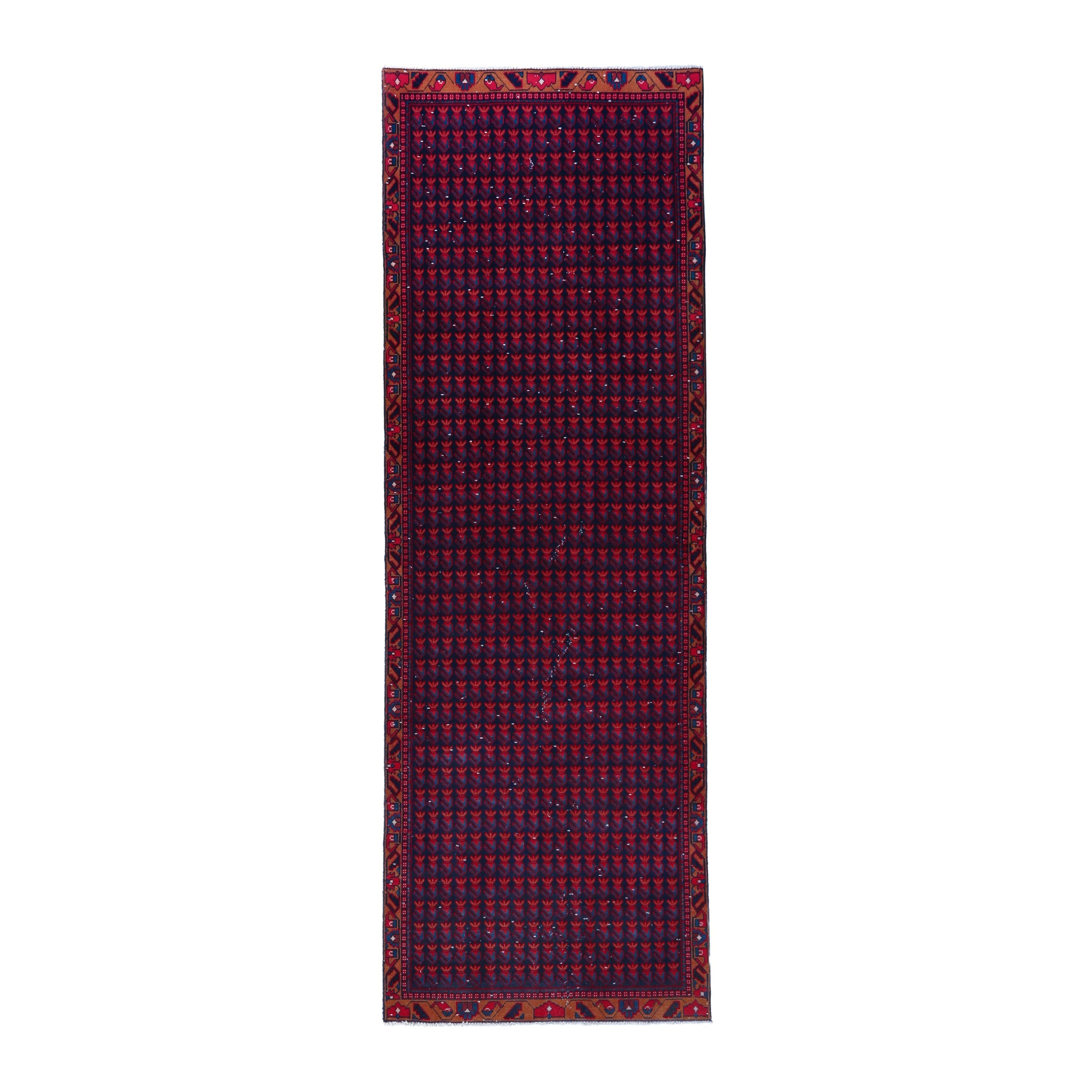 Persian Vist runner rug in burgundy and deep red, 3'5" x 10'1"