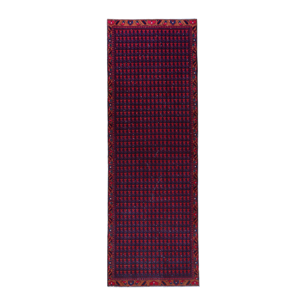 Persian Vist runner rug in burgundy and deep red, 3'5" x 10'1"
