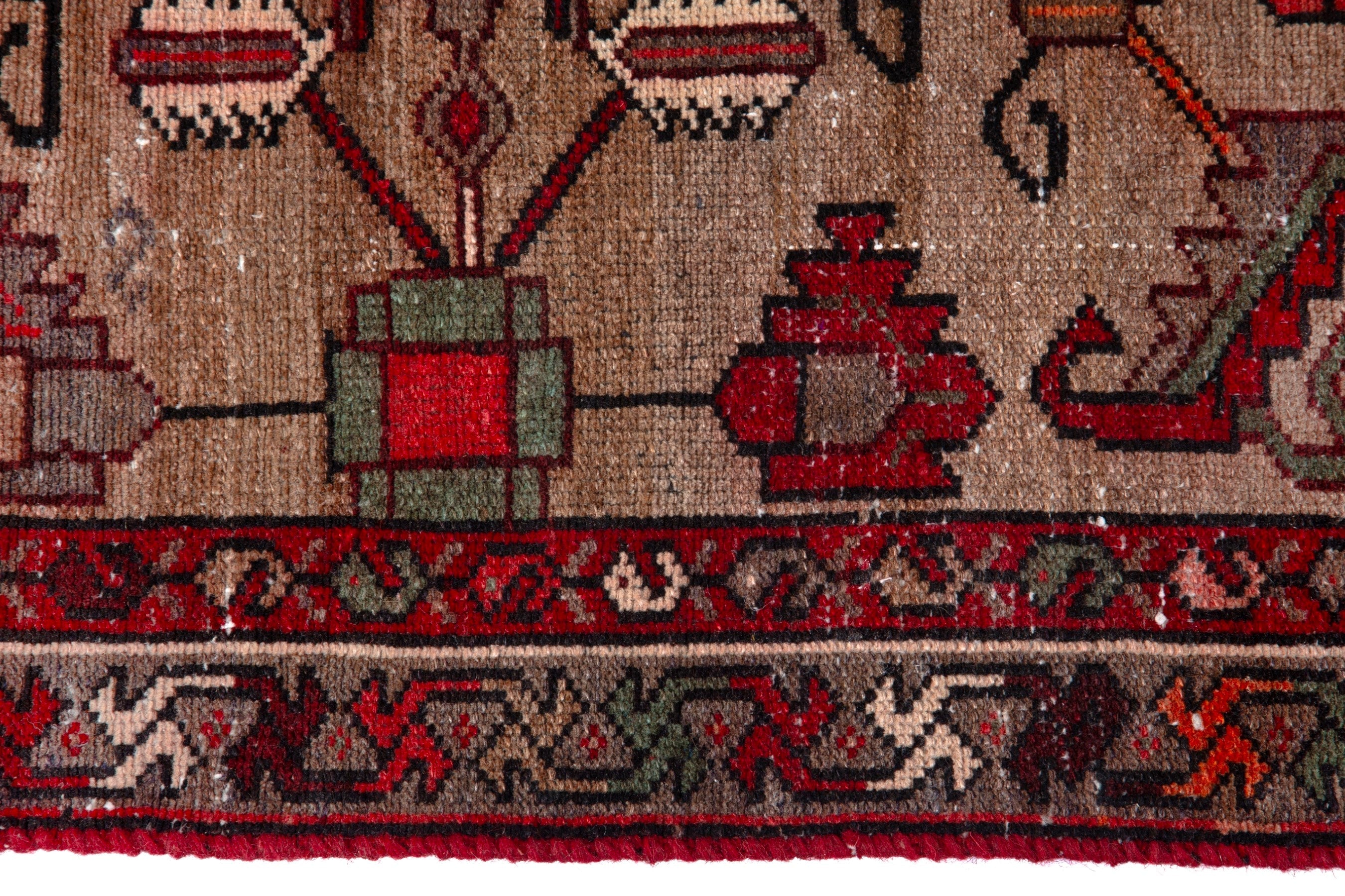 Persian Hamedan runner rug in burgundy and faded red, view 10 of 19