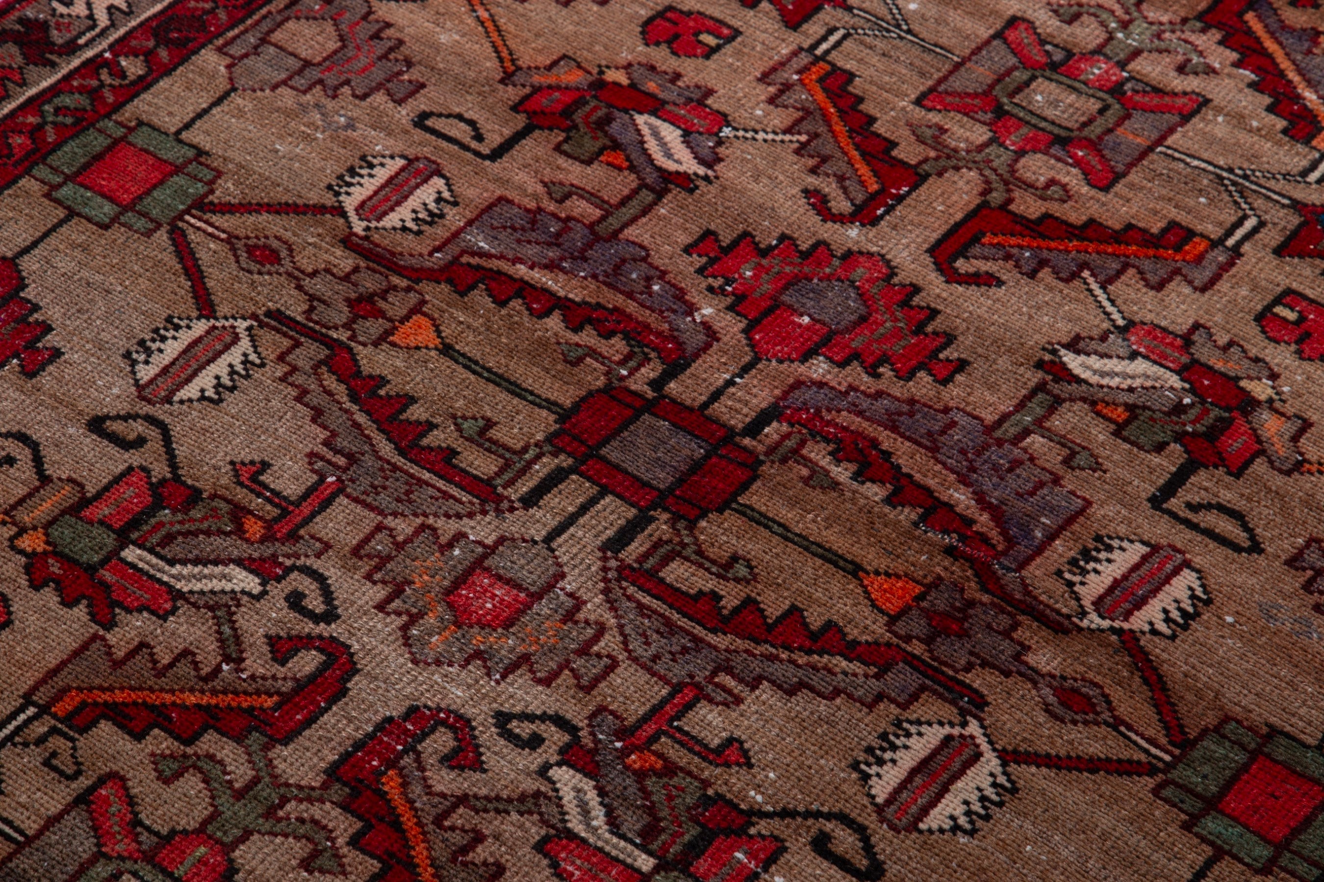 Persian Hamedan runner rug in burgundy and faded red, view 11 of 19