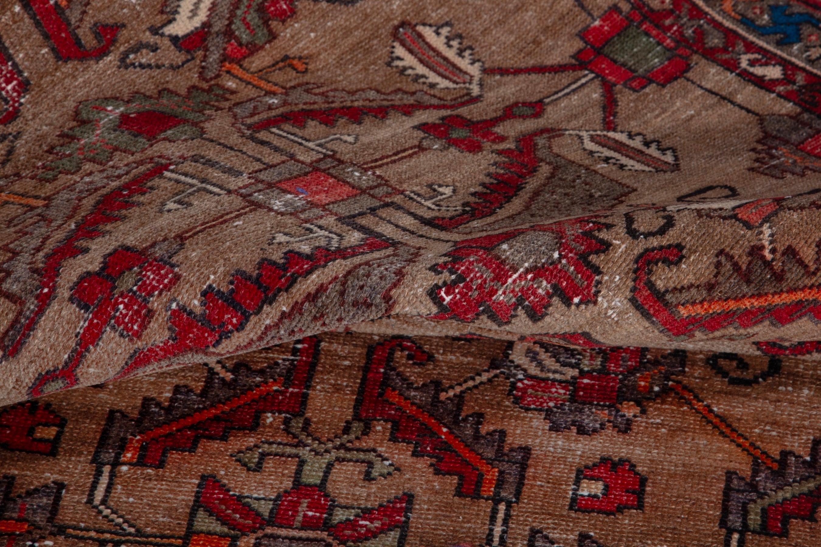 Persian Hamedan runner rug in burgundy and faded red, view 14 of 19