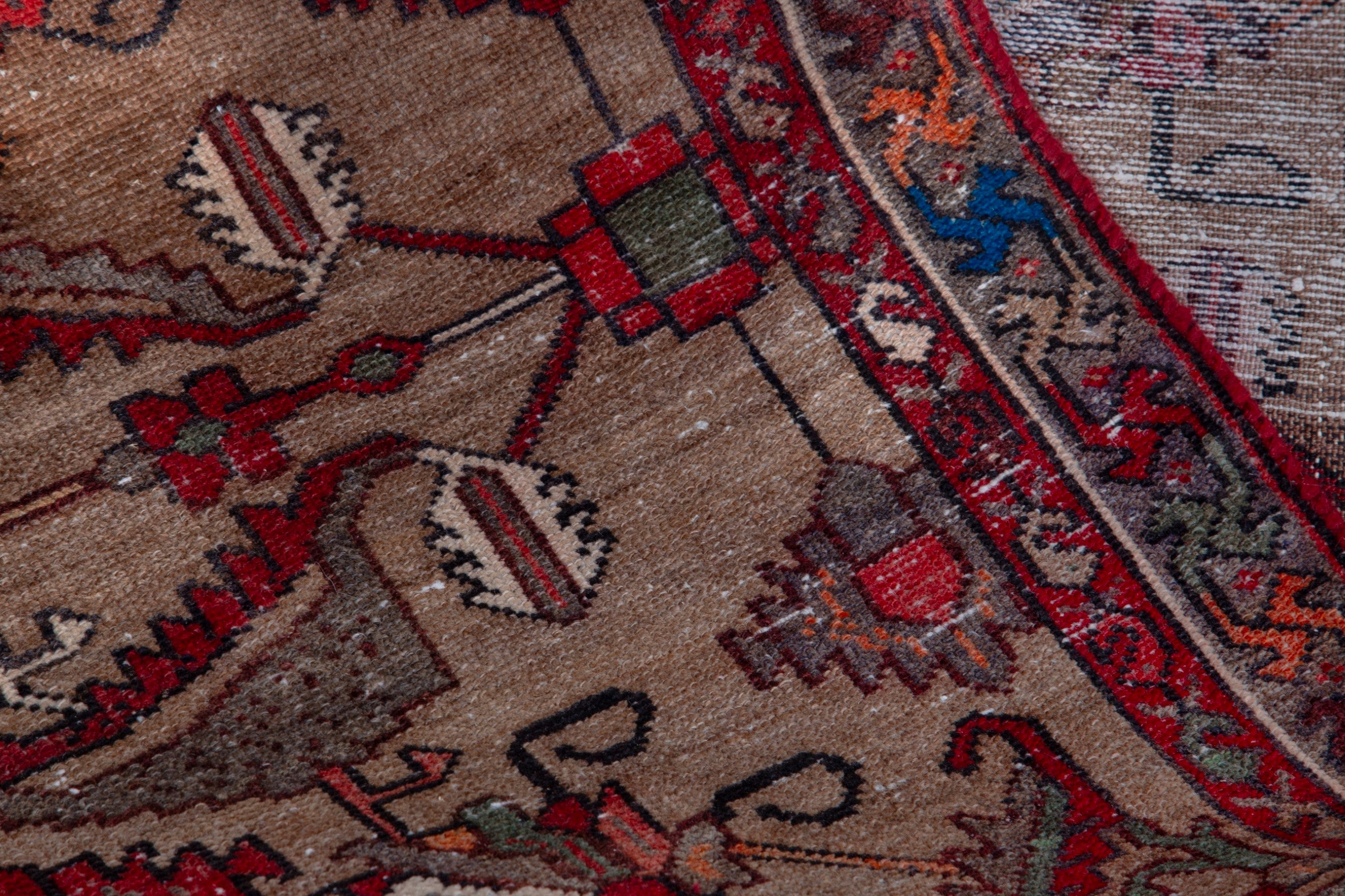 Persian Hamedan runner rug in burgundy and faded red, view 15 of 19