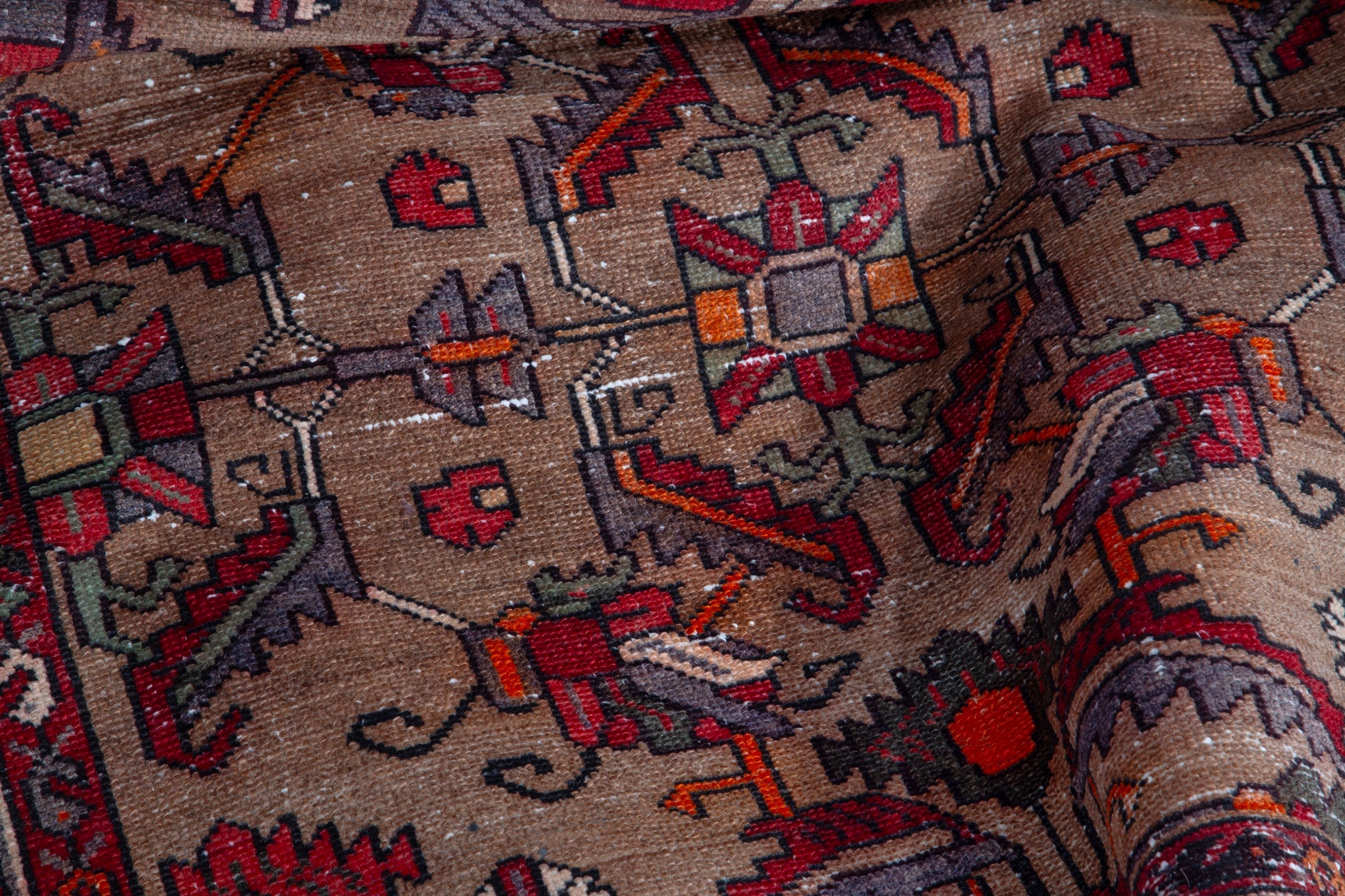 Persian Hamedan runner rug in burgundy and faded red, view 16 of 19