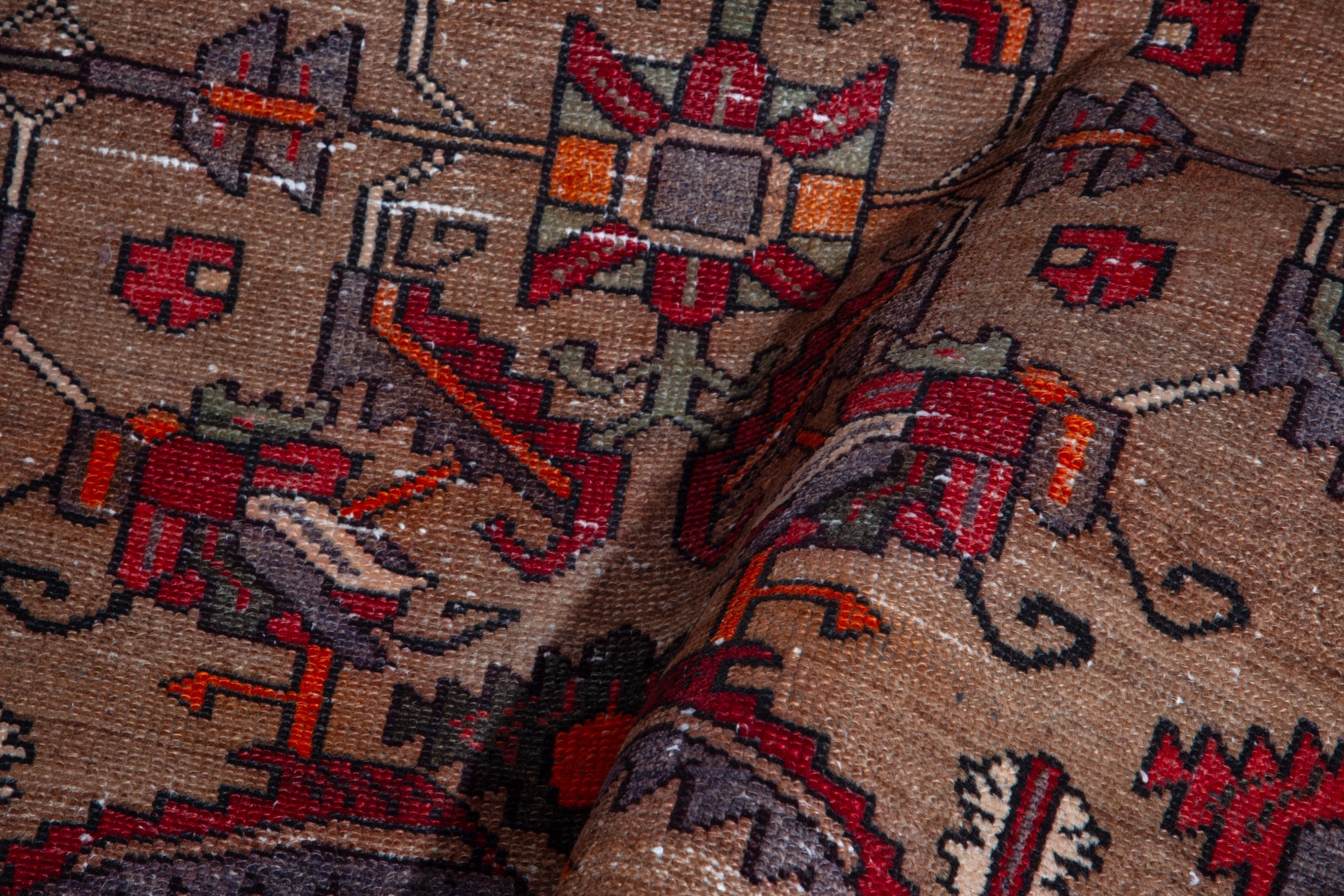 Persian Hamedan runner rug in burgundy and faded red, view 18 of 19