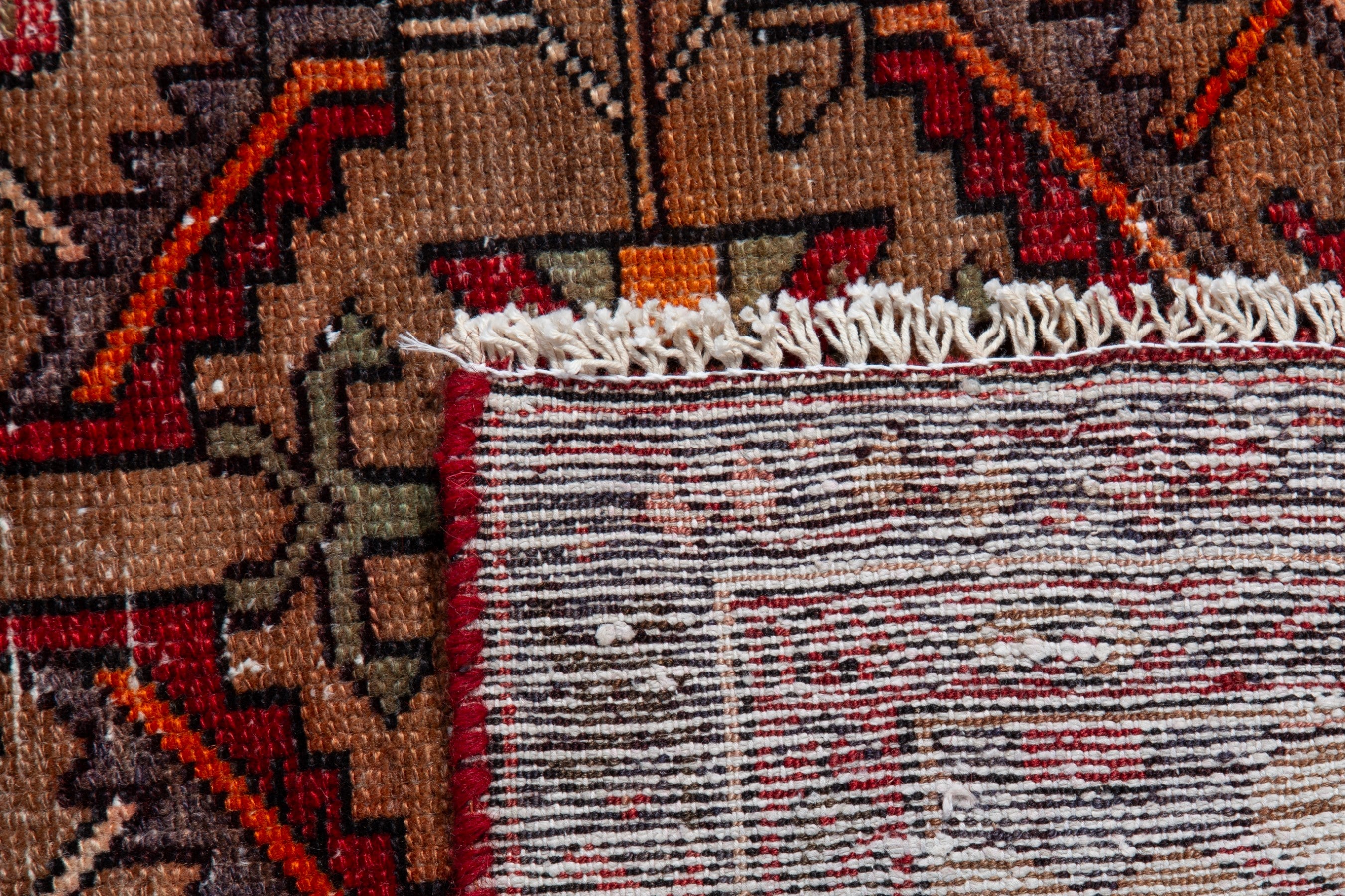 Persian Hamedan runner rug in burgundy and faded red, view 19 of 19
