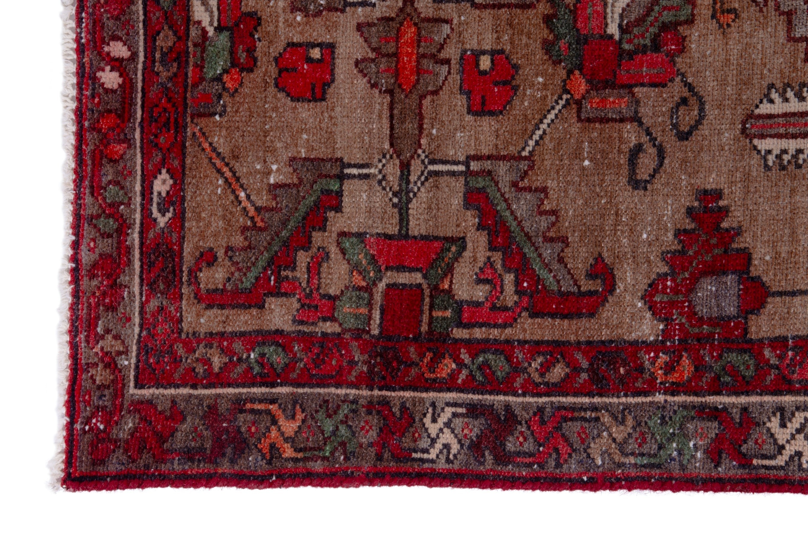 Persian Hamedan runner rug in burgundy and faded red, view 5 of 19