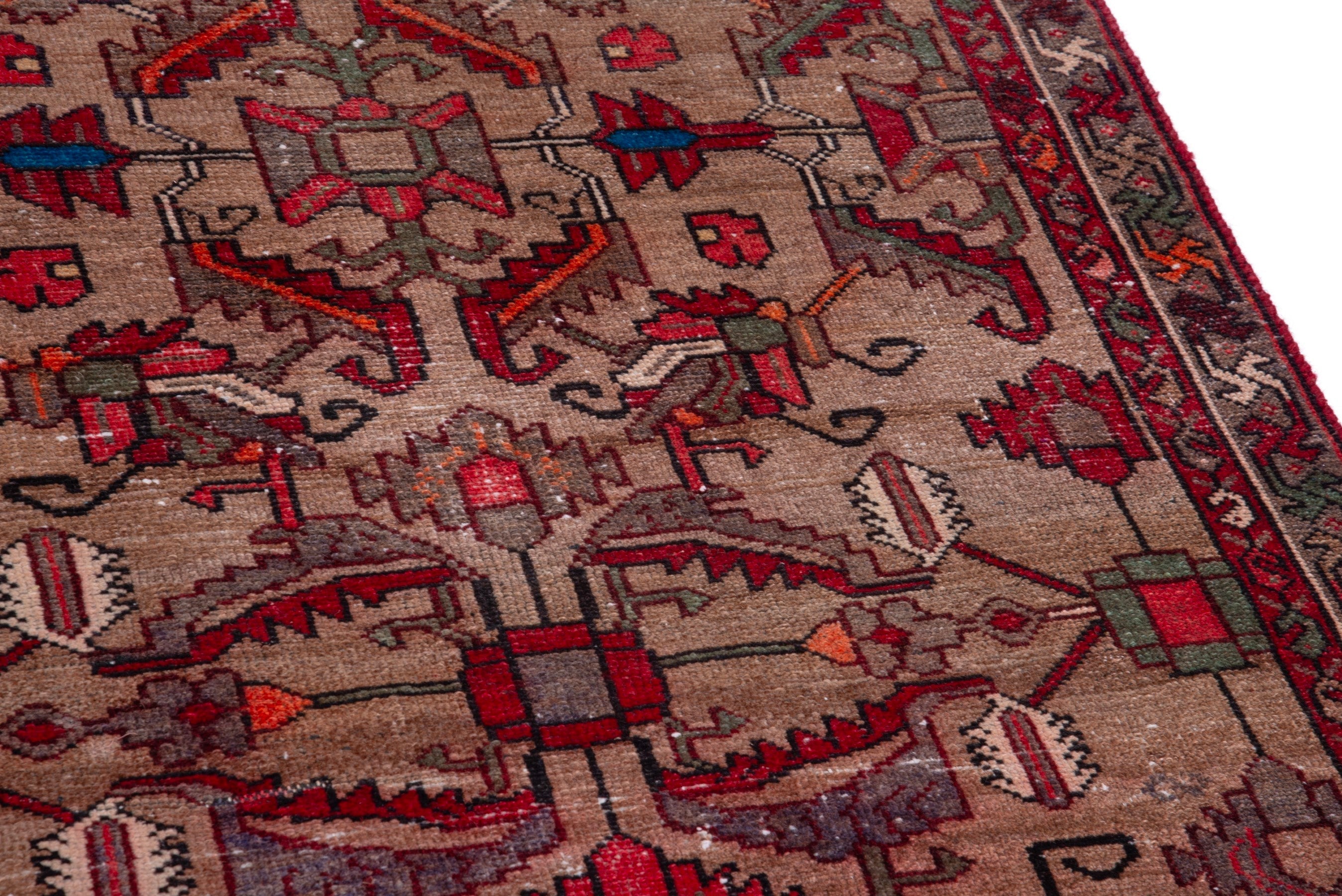 Persian Hamedan runner rug in burgundy and faded red, view 7 of 19