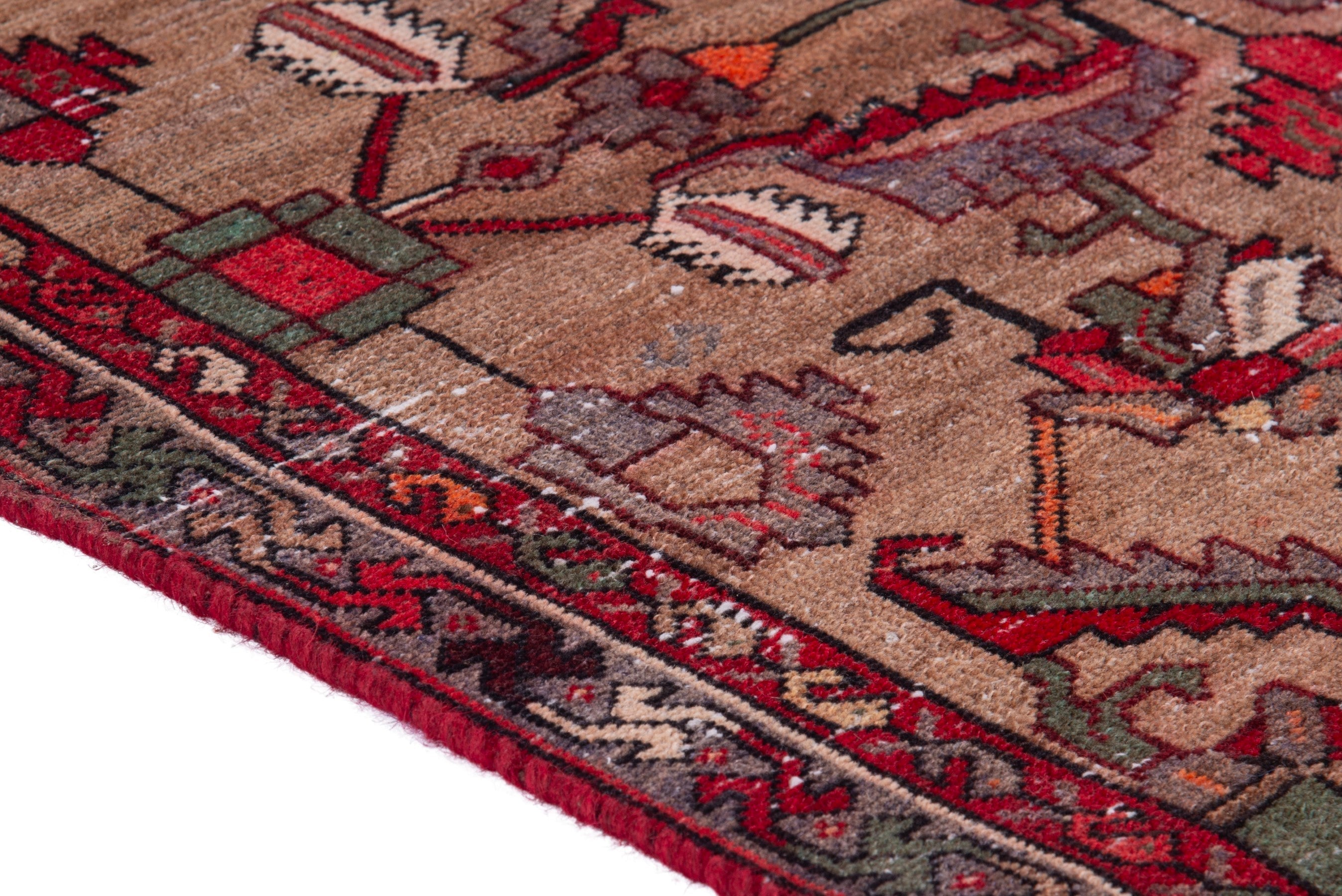 Persian Hamedan runner rug in burgundy and faded red, view 8 of 19