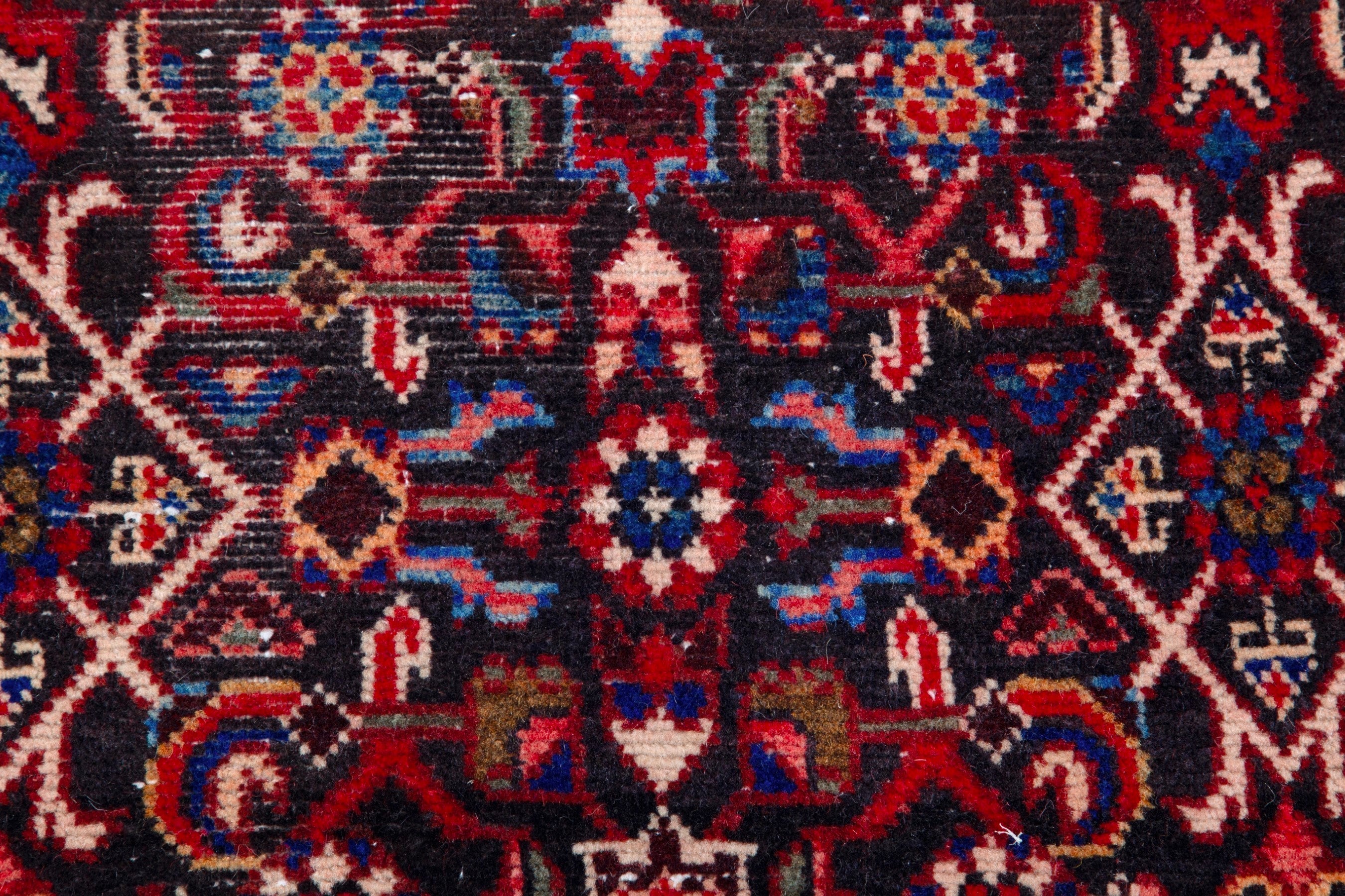 Persian Hamedan runner rug in deep red and straw, view 11 of 17