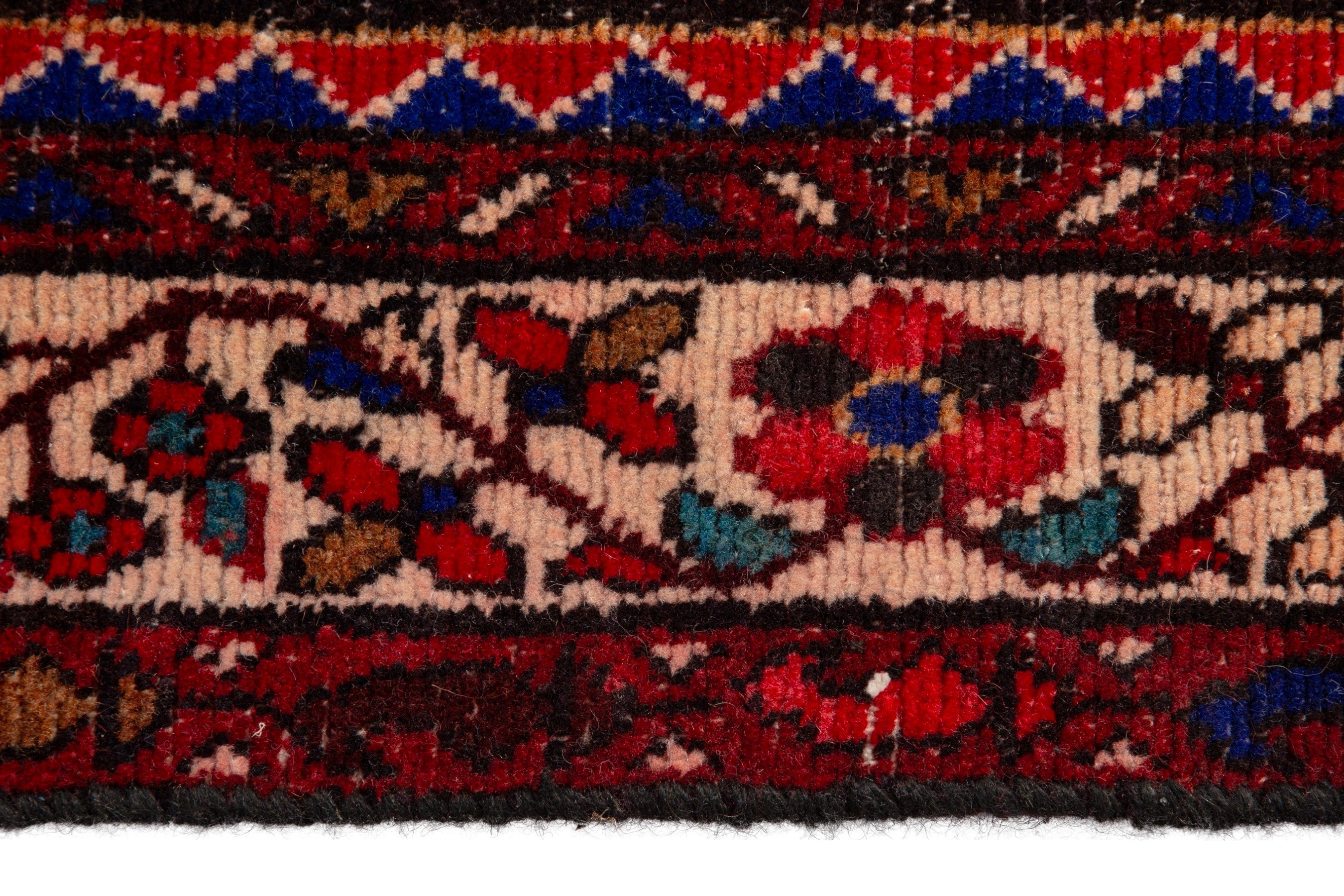 Persian Hamedan runner rug in deep red and straw, view 13 of 17