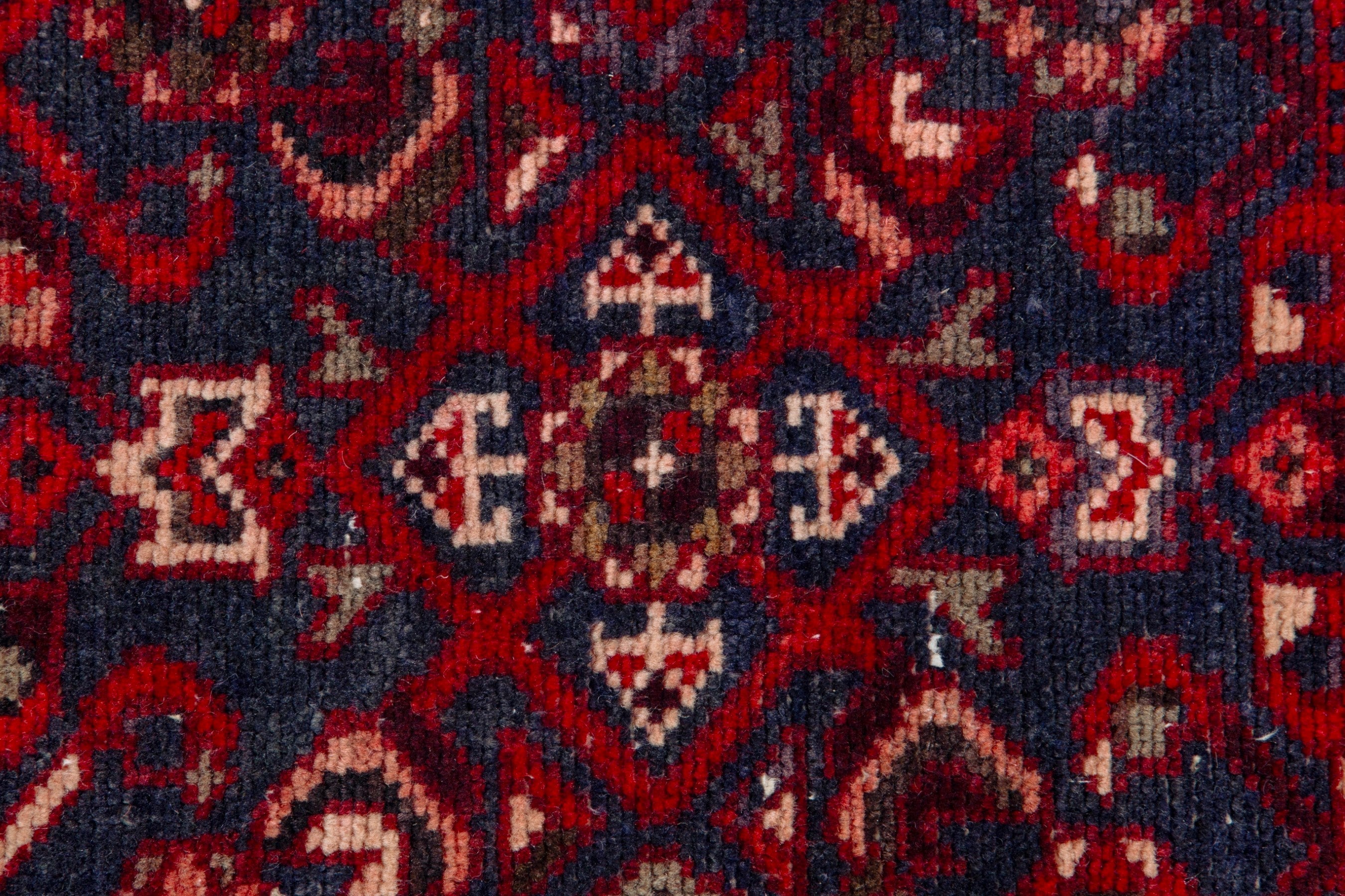 Persian runner rug in deep red and charcoal, view 10 of 17
